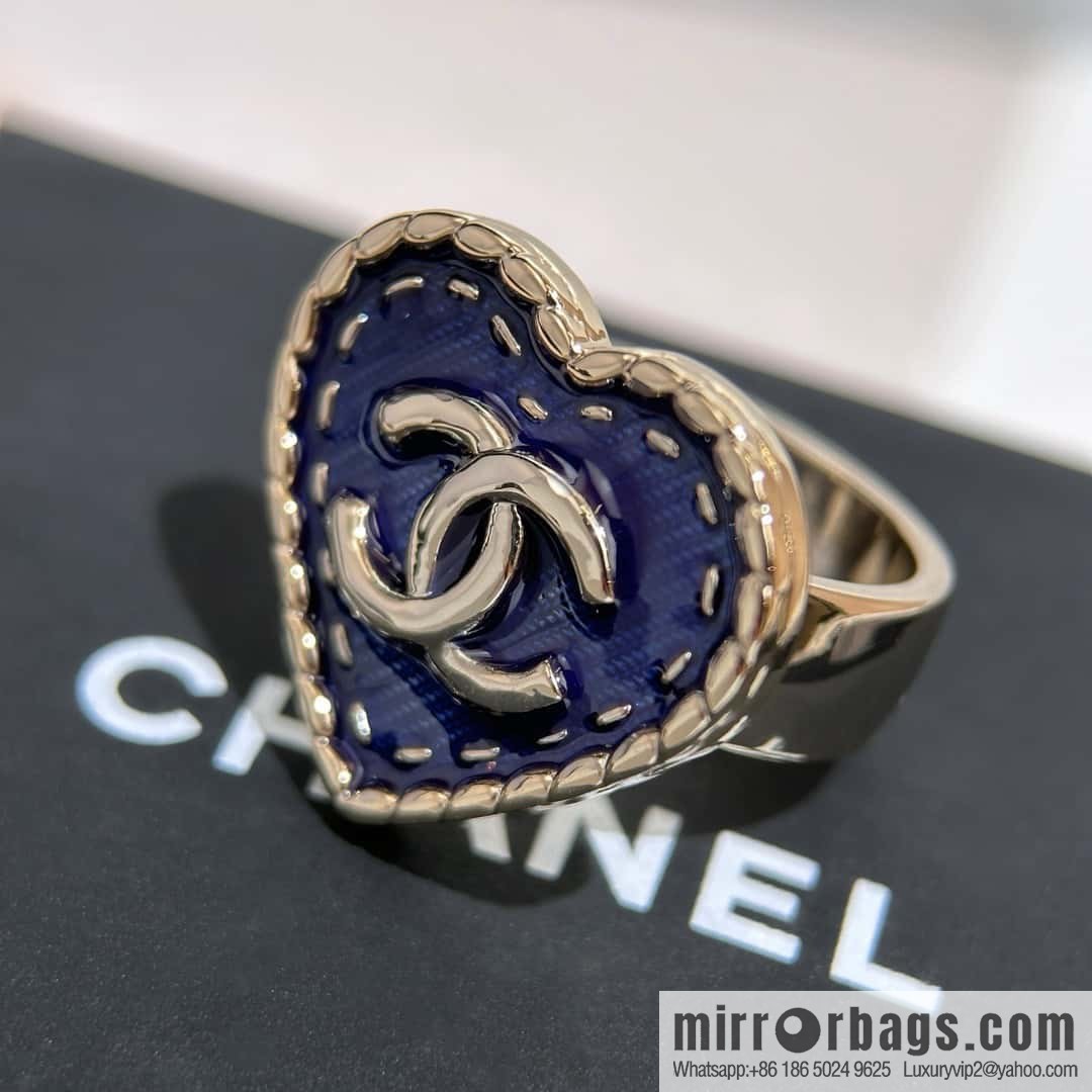 ❗️New ❗️ Chanel ring ☀️ new ☑️ Chanel double c denim peach heart love ring ☀️