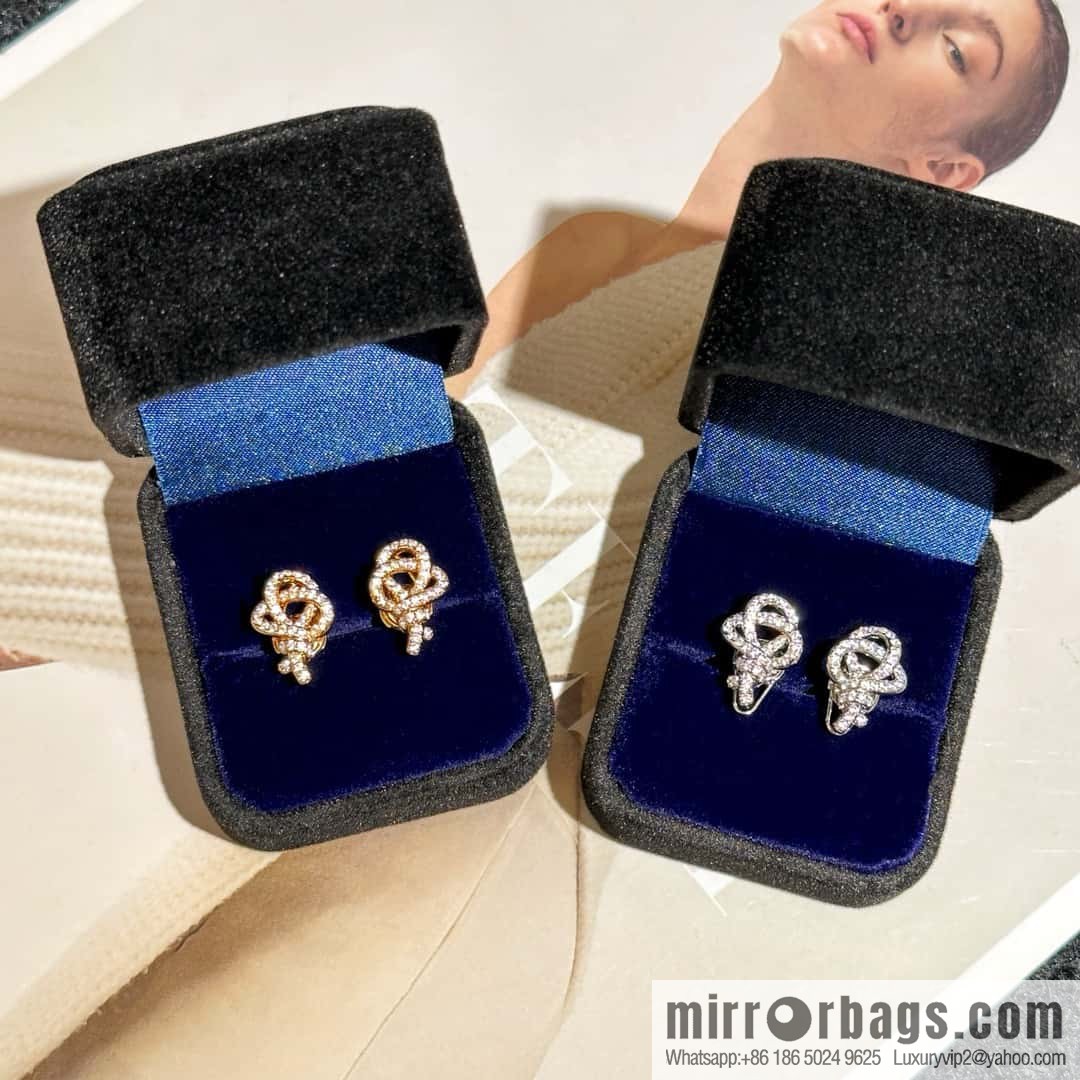 ❗️New ❗️ New ☑️ TIFFANY & Co. Woven full diamond key stud earrings