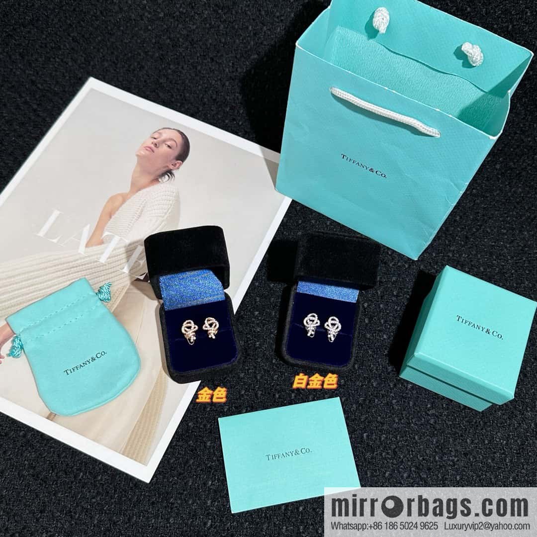 ❗️New ❗️ New ☑️ TIFFANY & Co. Woven full diamond key stud earrings