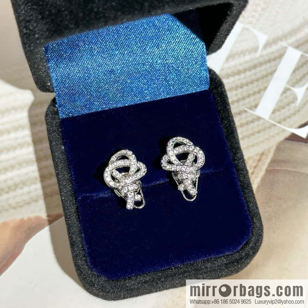 ❗️New ❗️ New ☑️ TIFFANY & Co. Woven full diamond key stud earrings