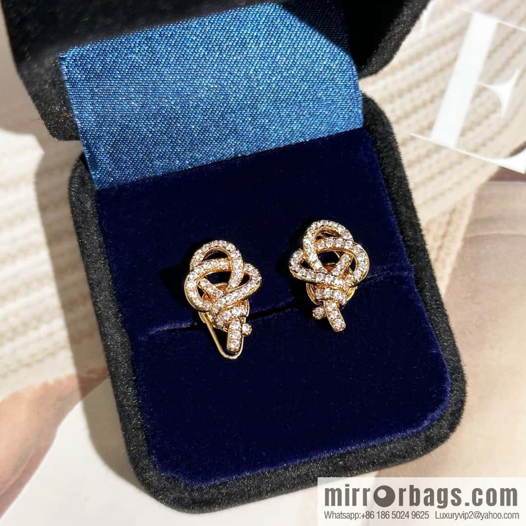 ❗️New ❗️ New ☑️ TIFFANY & Co. Woven full diamond key stud earrings