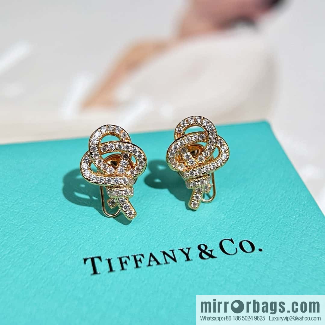 ❗️New ❗️ New ☑️ TIFFANY & Co. Woven full diamond key stud earrings