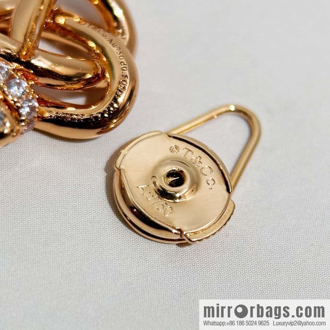 ❗️New ❗️ New ☑️ TIFFANY & Co. Woven full diamond key stud earrings