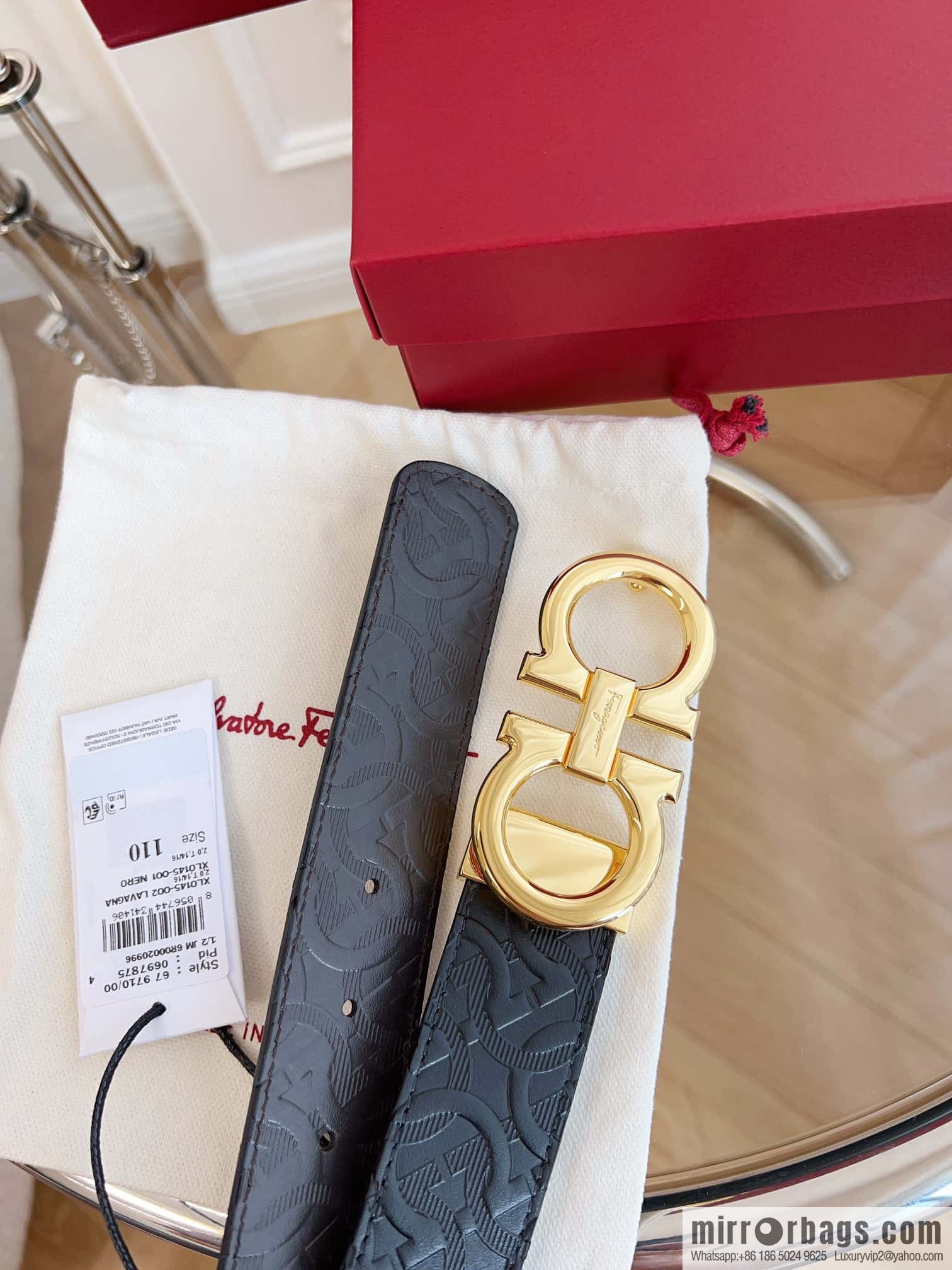 Ferragamo 🅿 Original Leather Purchasing Grade 3.5cm Precision Brass Hardware Belt