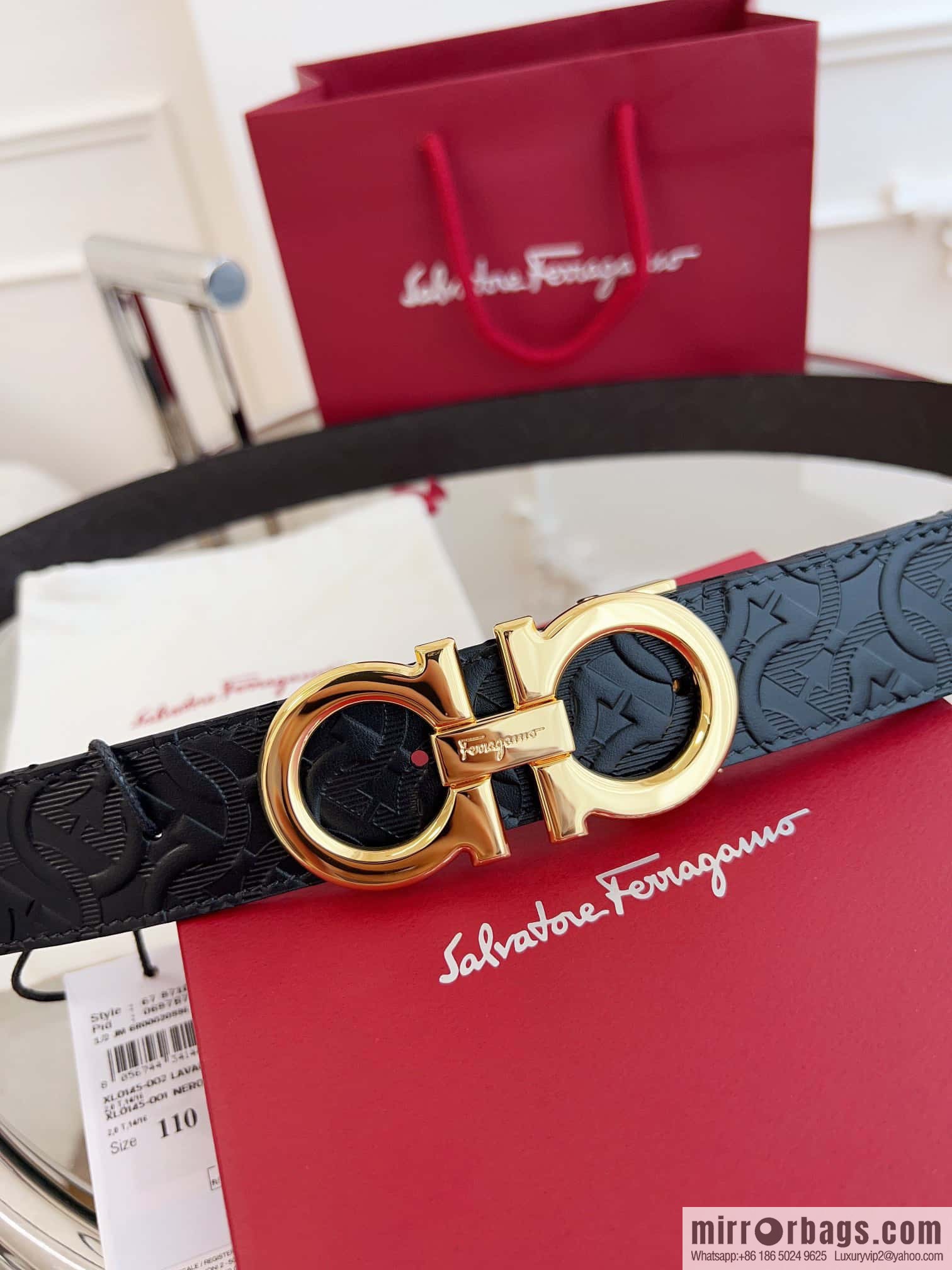 Ferragamo 🅿 Original Leather Purchasing Grade 3.5cm Precision Brass Hardware Belt
