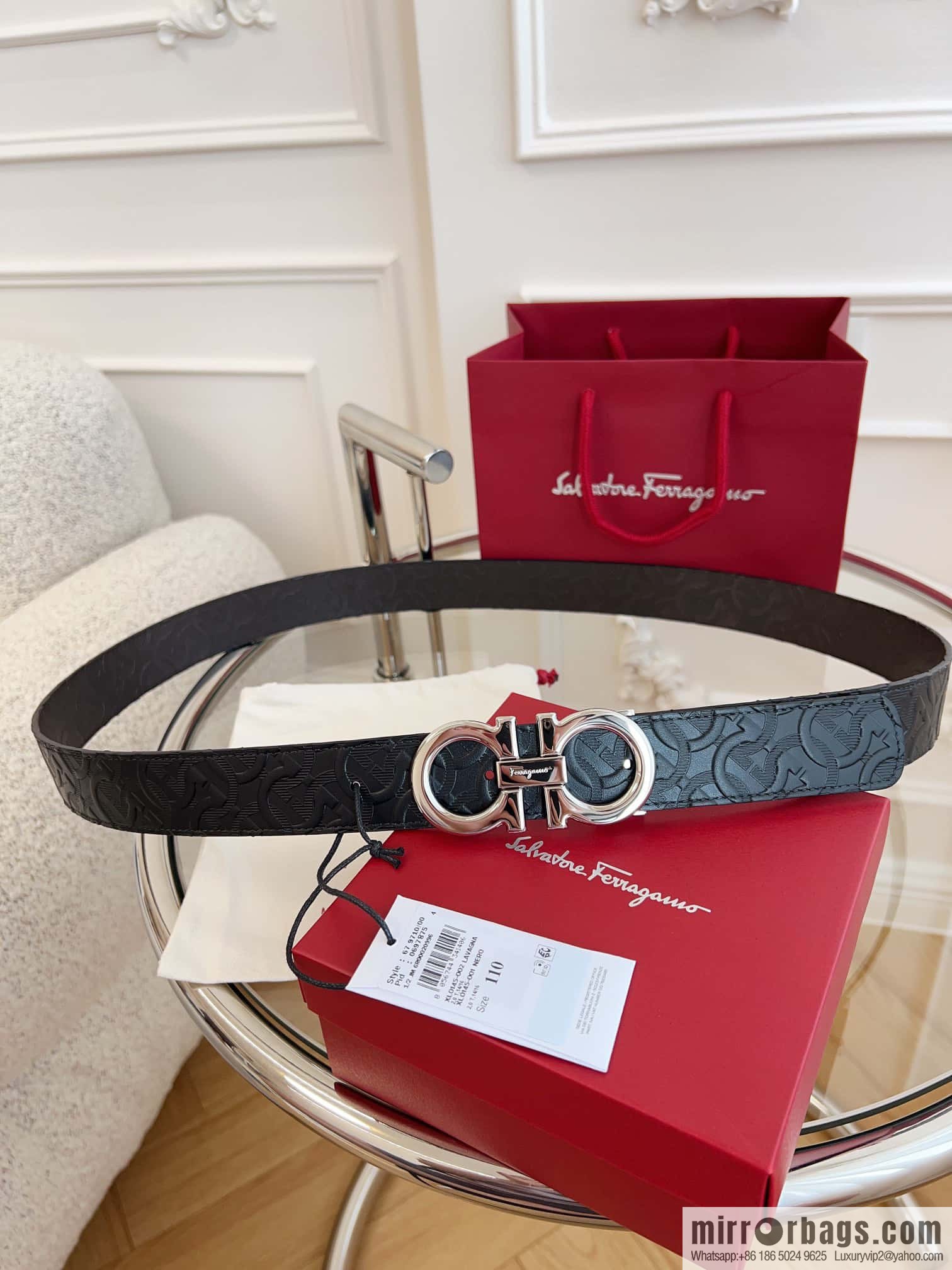 Ferragamo 🅿 Original Leather Purchasing Grade 3.5cm Precision Brass Hardware Belt