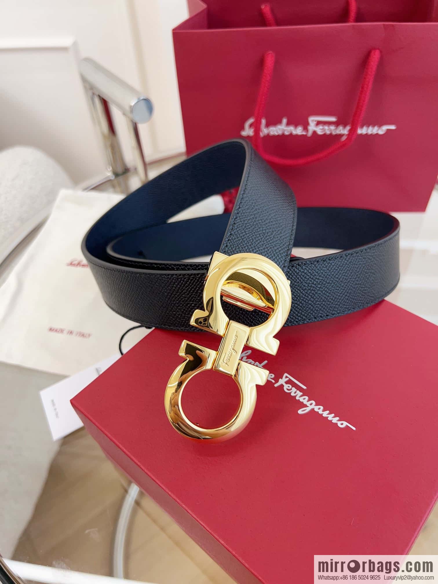 Ferragamo 🅿 Original Leather Purchasing Grade 3.5cm Precision Brass Hardware Belt