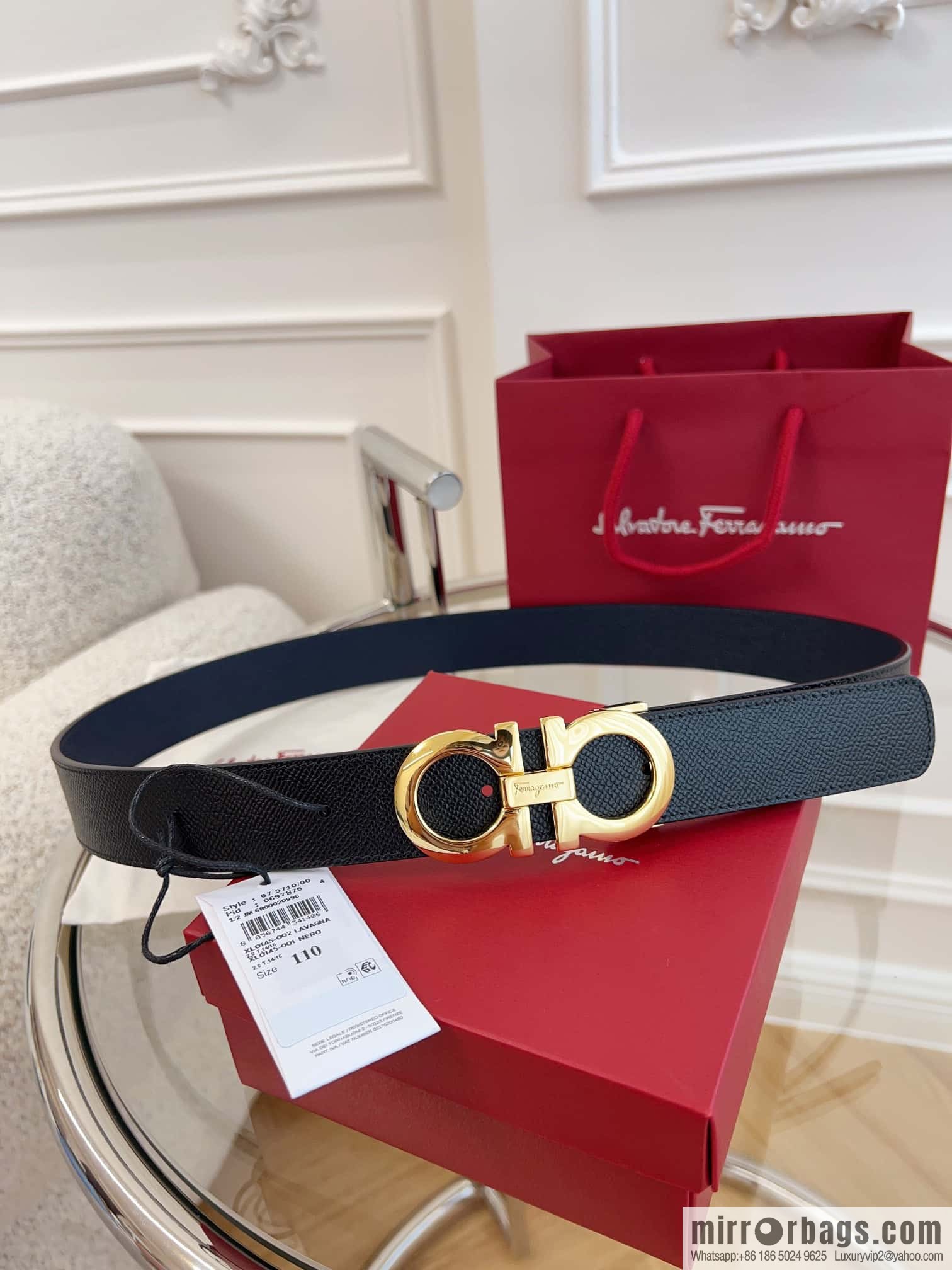 Ferragamo 🅿 Original Leather Purchasing Grade 3.5cm Precision Brass Hardware Belt