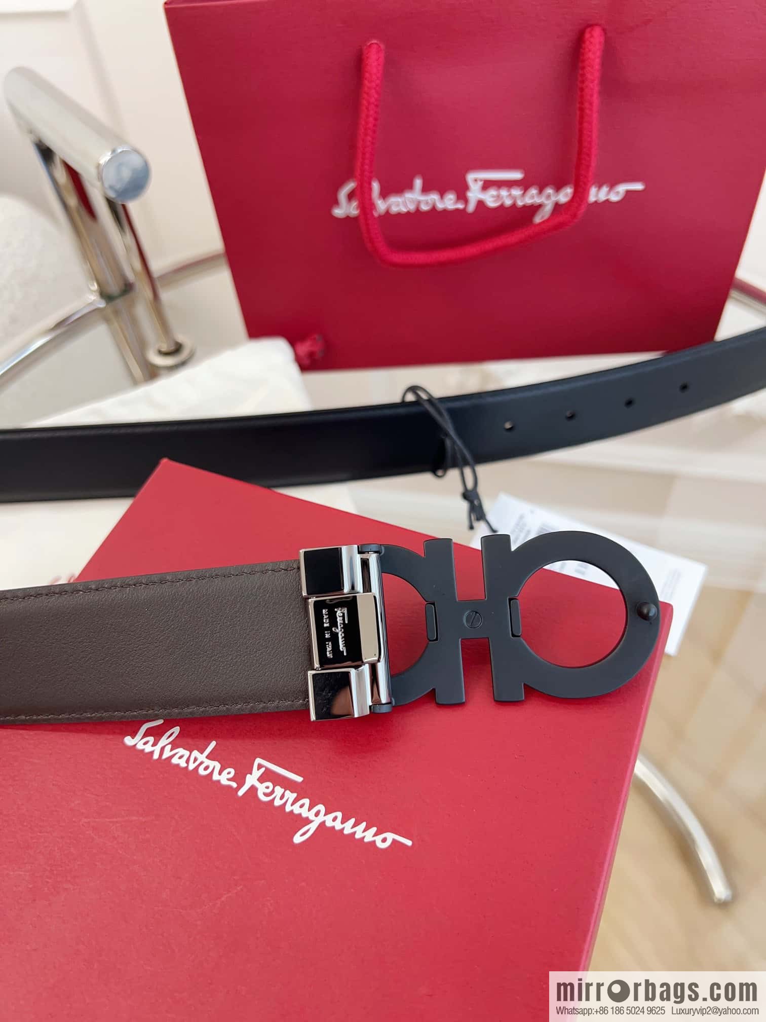 Ferragamo 🅿 Original Leather Purchasing Grade 3.5cm Precision Brass Hardware Belt