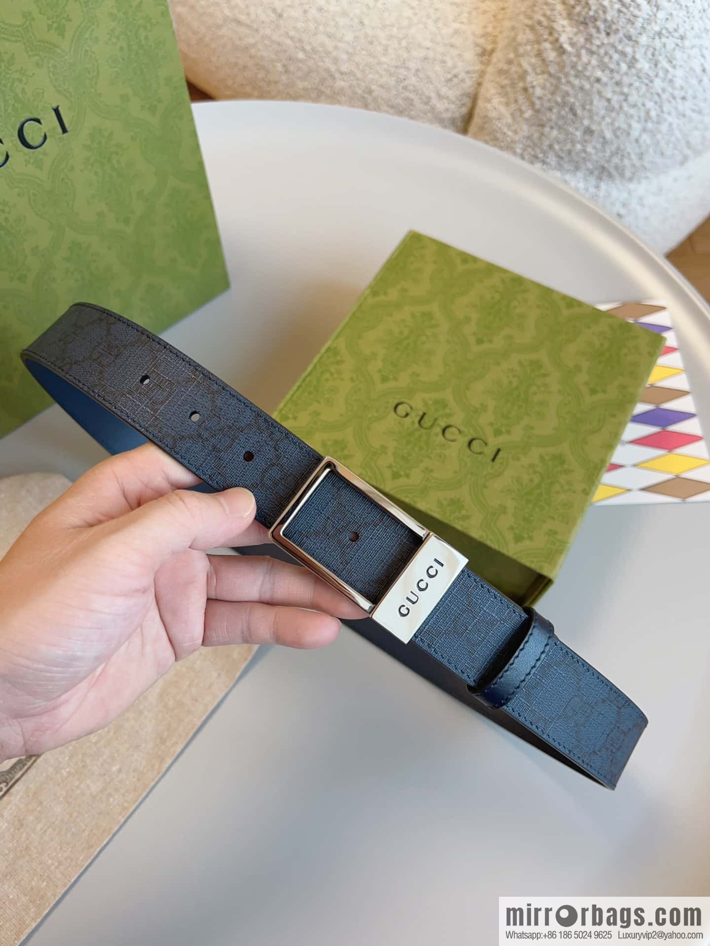 🅿Original leather purchasing grade jewelry rectangular buckle GG belt, model number 722370.