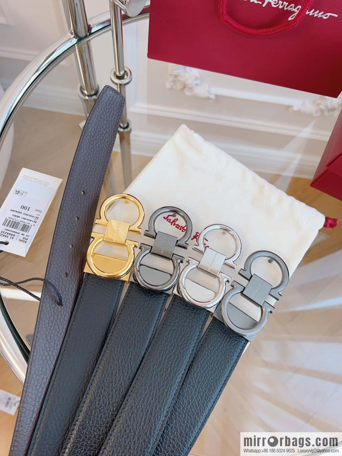 Ferragamo 🅿 Original Leather Purchasing Grade 3.5cm Precision Brass Hardware Belt