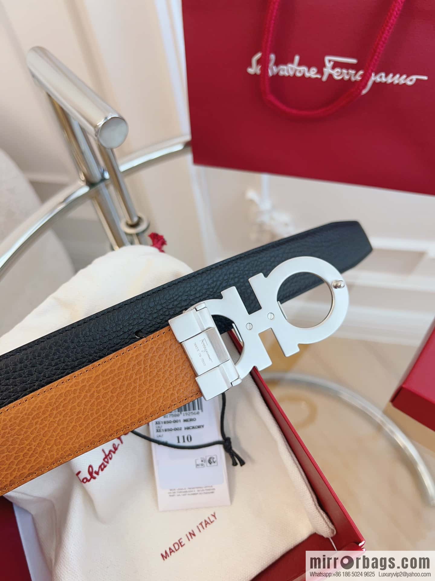 Ferragamo 🅿 Original Leather Purchasing Grade 3.5cm Precision Brass Hardware Belt