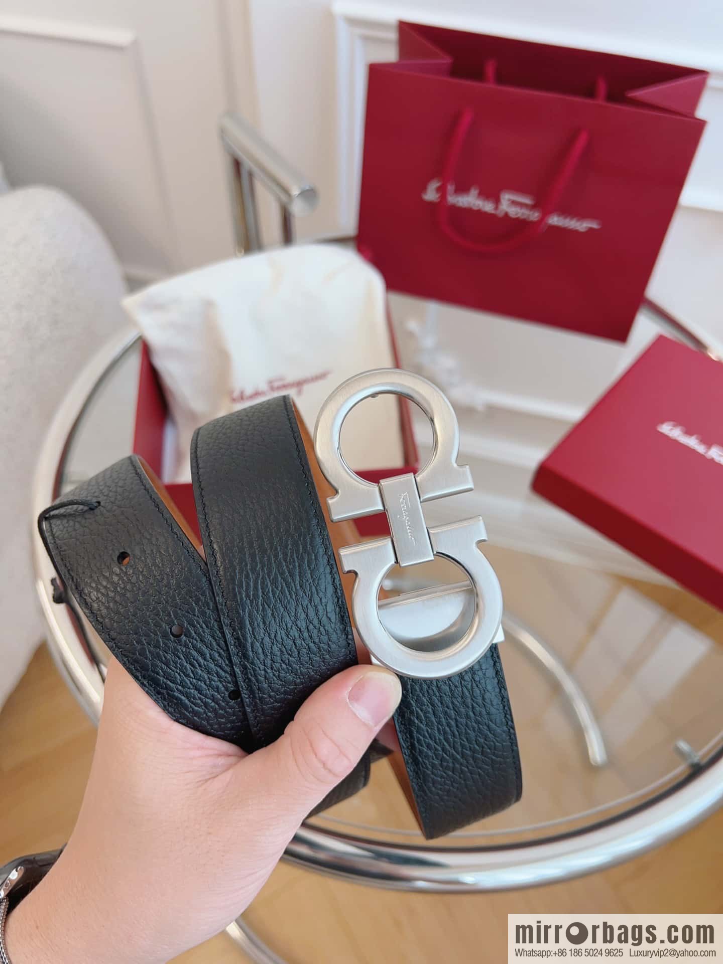 Ferragamo 🅿 Original Leather Purchasing Grade 3.5cm Precision Brass Hardware Belt