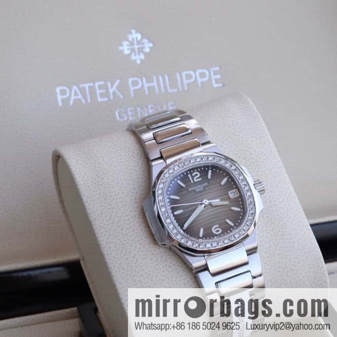 PP Nautilus 7010 series, the most beautiful Nautilus real diamond 32mm ultra-thin quartz women's watch