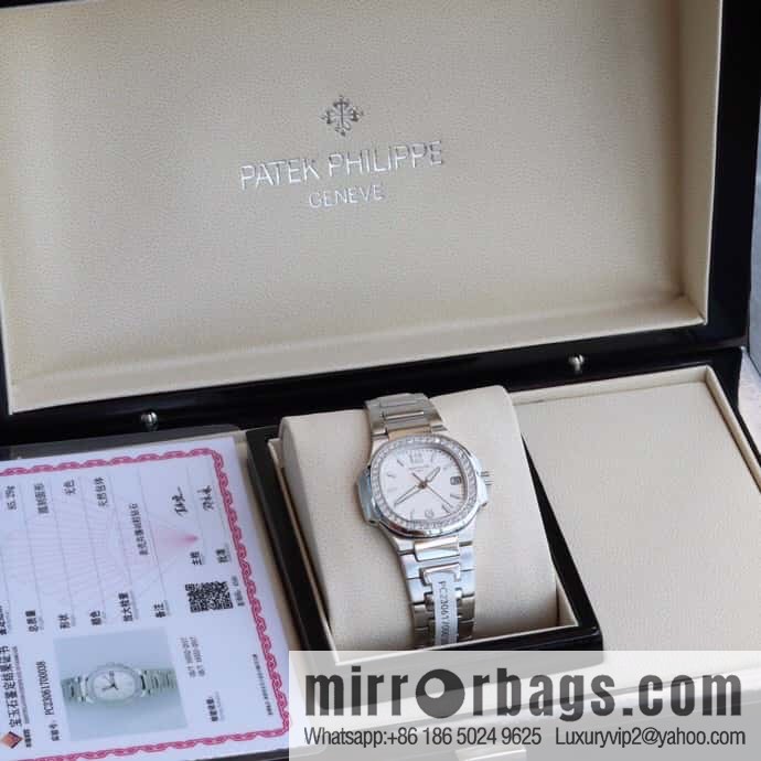 PP Nautilus 7010 series, the most beautiful Nautilus real diamond 32mm ultra-thin quartz women's watch