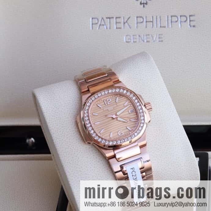 PP Nautilus 7010 series, the most beautiful Nautilus real diamond 32mm ultra-thin quartz women's watch
