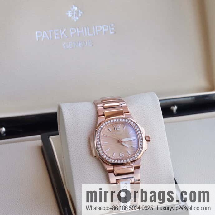 PP Nautilus 7010 series, the most beautiful Nautilus real diamond 32mm ultra-thin quartz women's watch