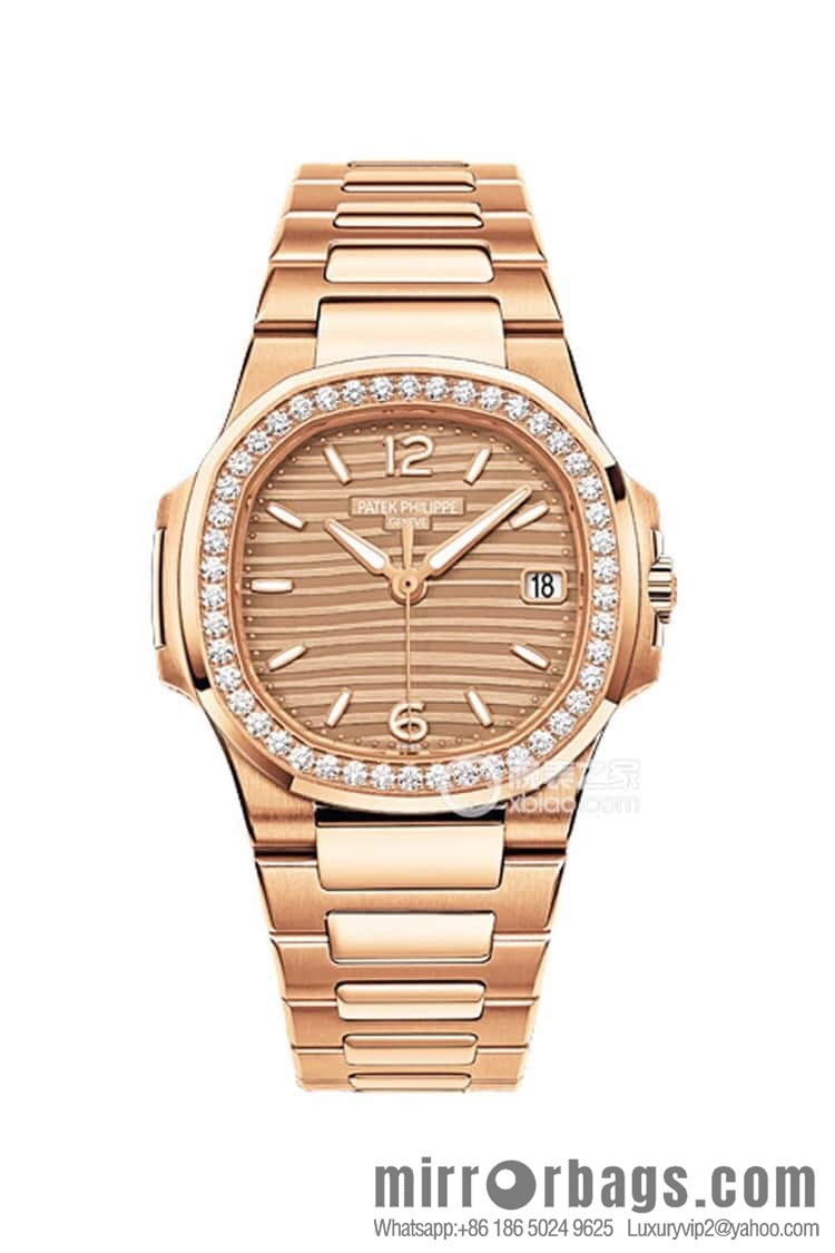 PP Nautilus 7010 series, the most beautiful Nautilus real diamond 32mm ultra-thin quartz women's watch