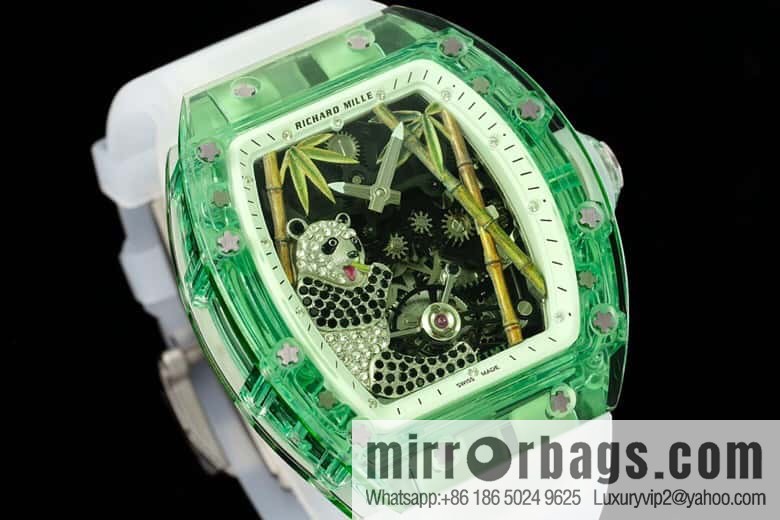 RICHARD MILLE Panda Eats Golden Bamboo, Crystal RM26-01 Tourbillon Watch