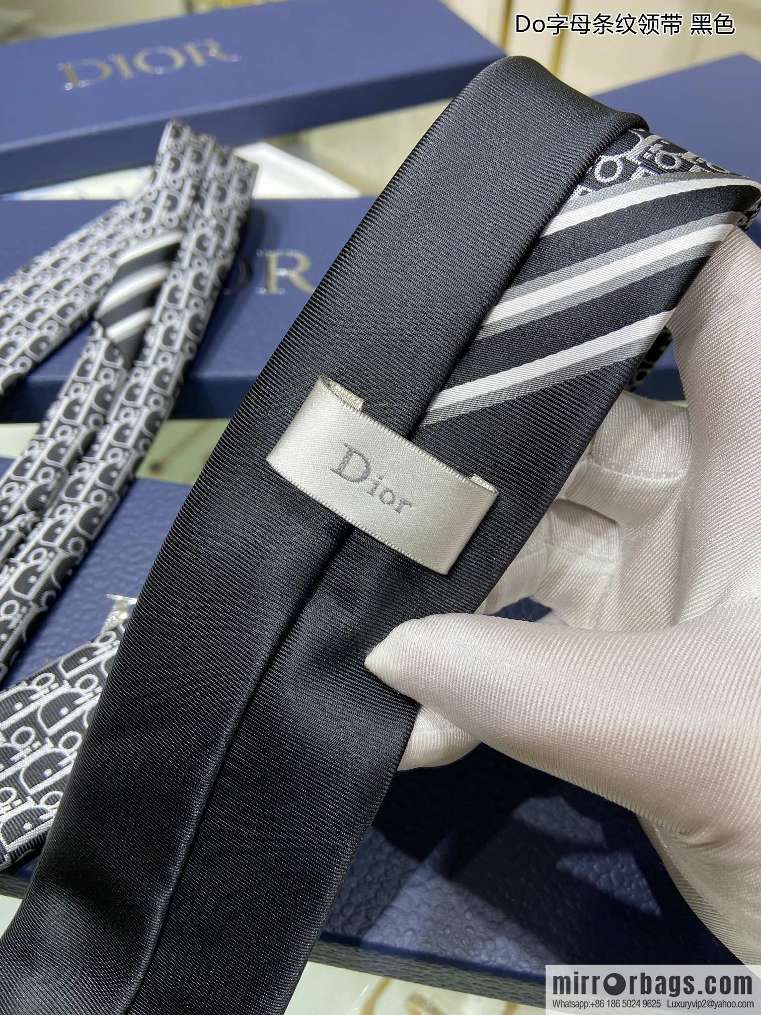 Dior 100% Top Handmade Custom Do Letter Striped Tie