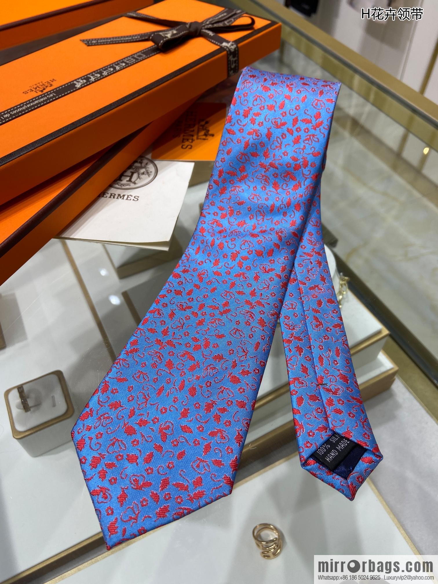 Hermes 100% Top Twill Silk Floral Tie