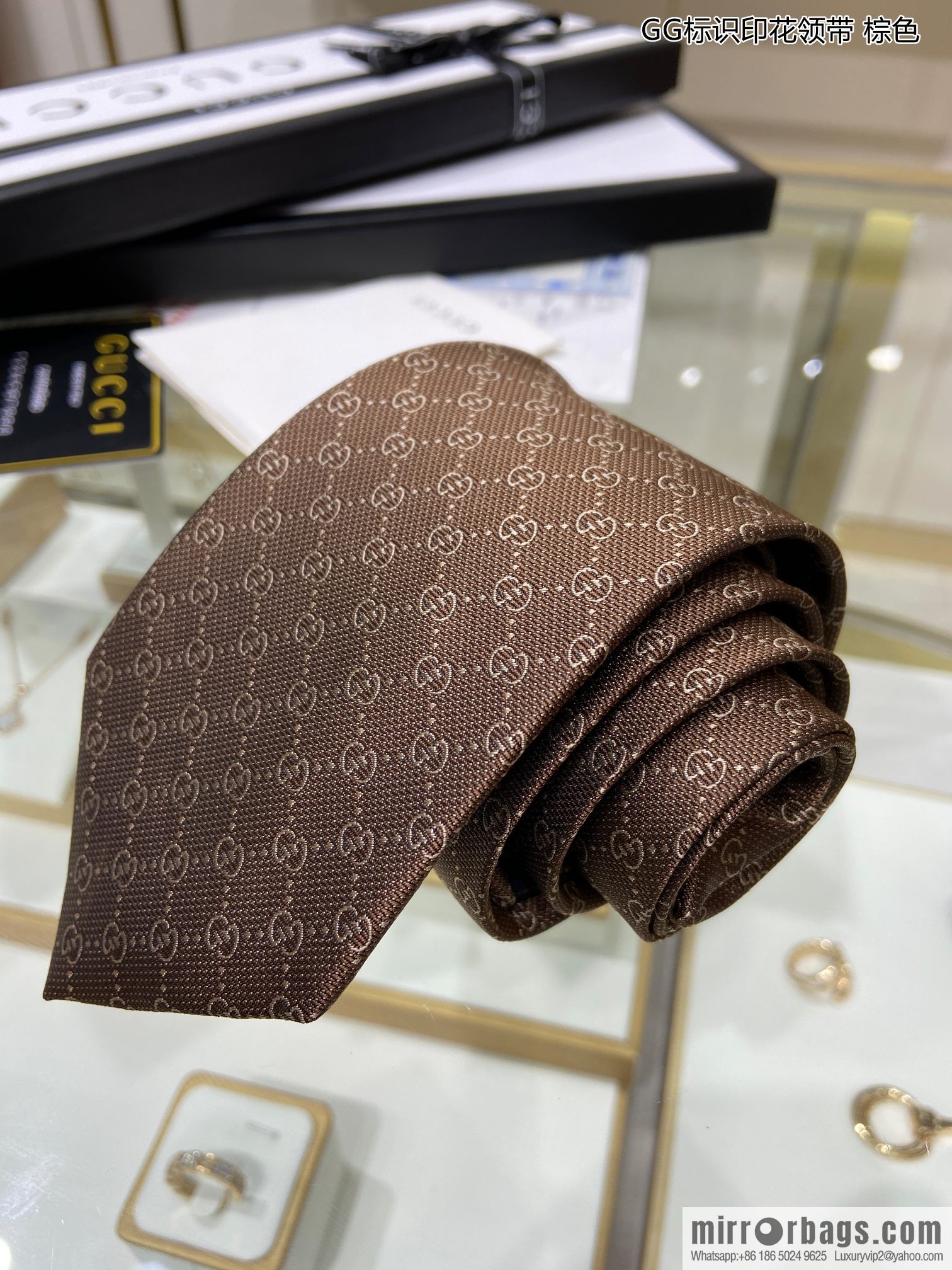 GUCCI Gucci 100% Top Jacquard Silk GG Logo Printed Tie 597126