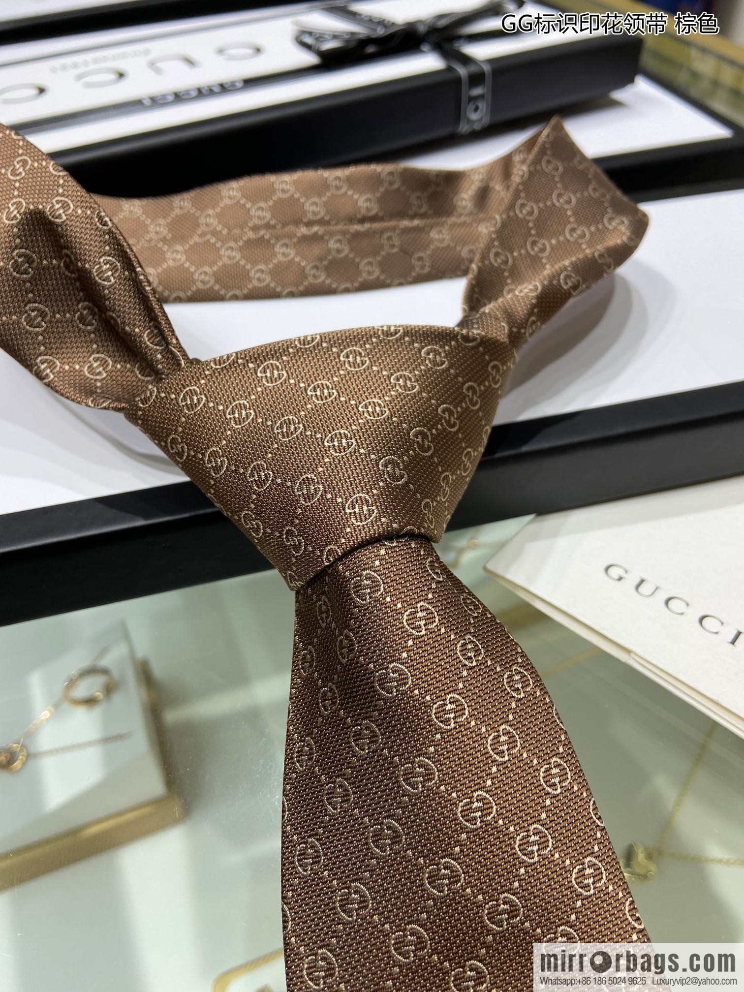 GUCCI Gucci 100% Top Jacquard Silk GG Logo Printed Tie 597126