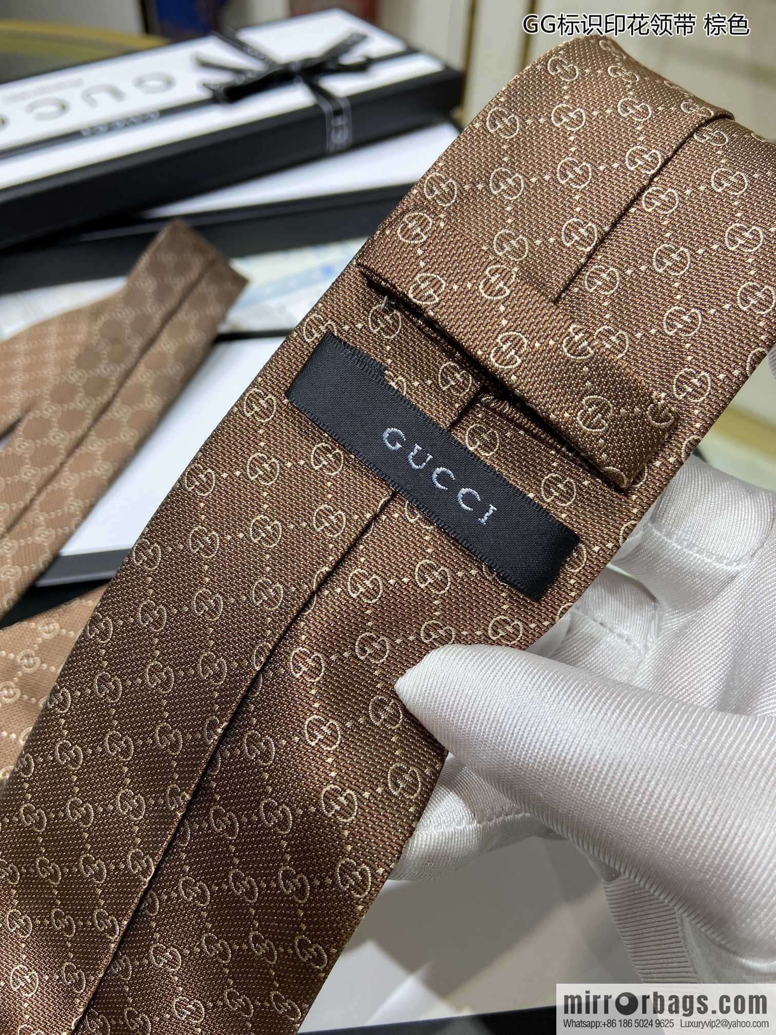 GUCCI Gucci 100% Top Jacquard Silk GG Logo Printed Tie 597126