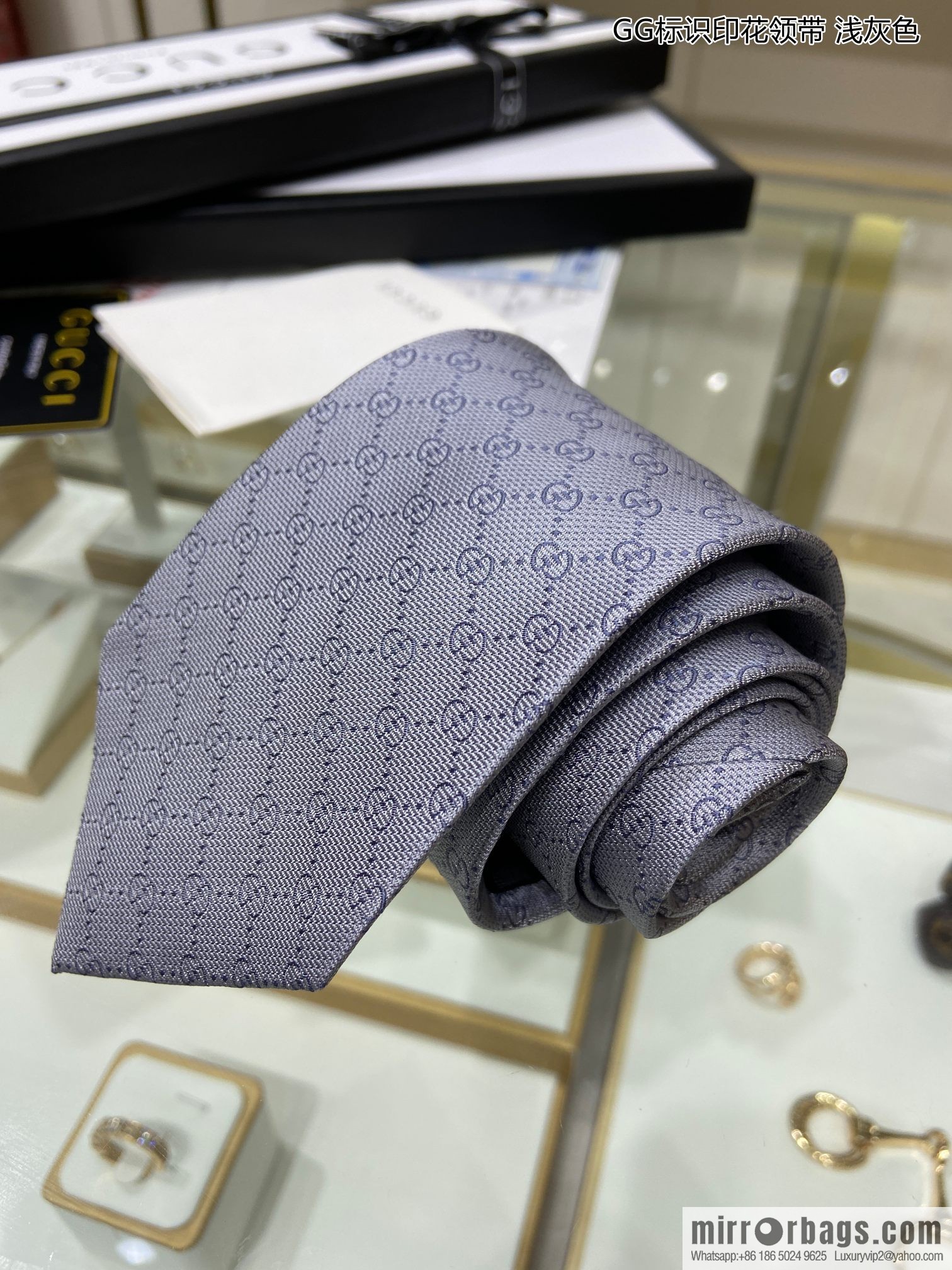 GUCCI Gucci 100% Top Jacquard Silk GG Logo Printed Tie 597126
