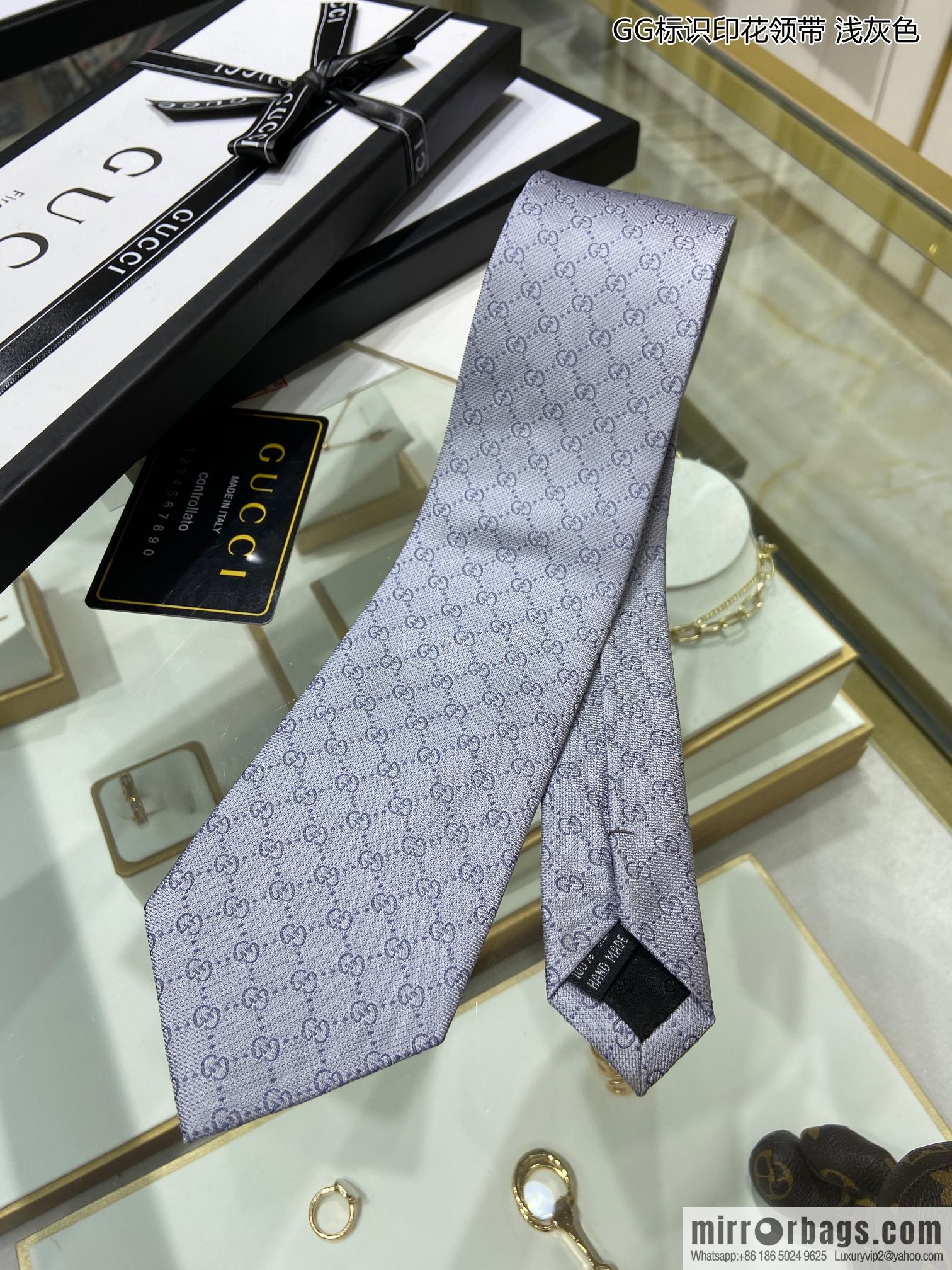 GUCCI Gucci 100% Top Jacquard Silk GG Logo Printed Tie 597126