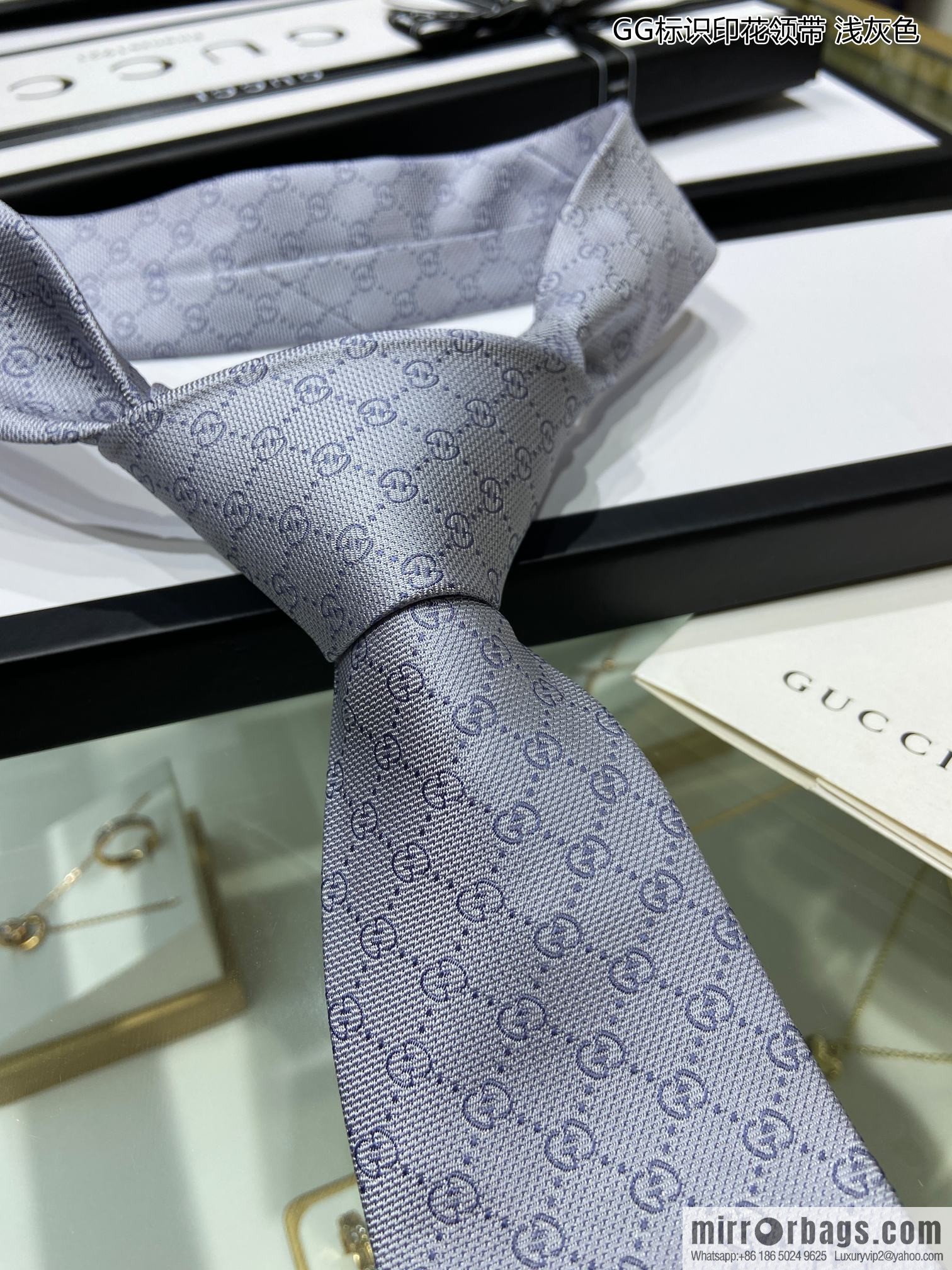 GUCCI Gucci 100% Top Jacquard Silk GG Logo Printed Tie 597126