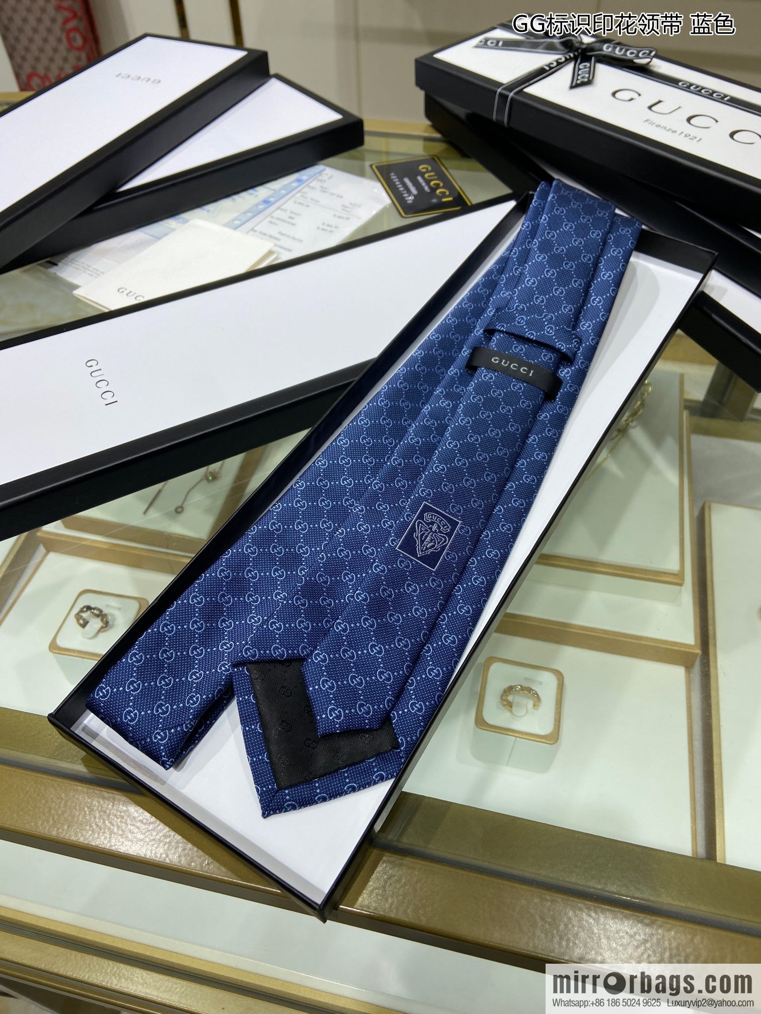 GUCCI Gucci 100% Top Jacquard Silk GG Logo Printed Tie 597126