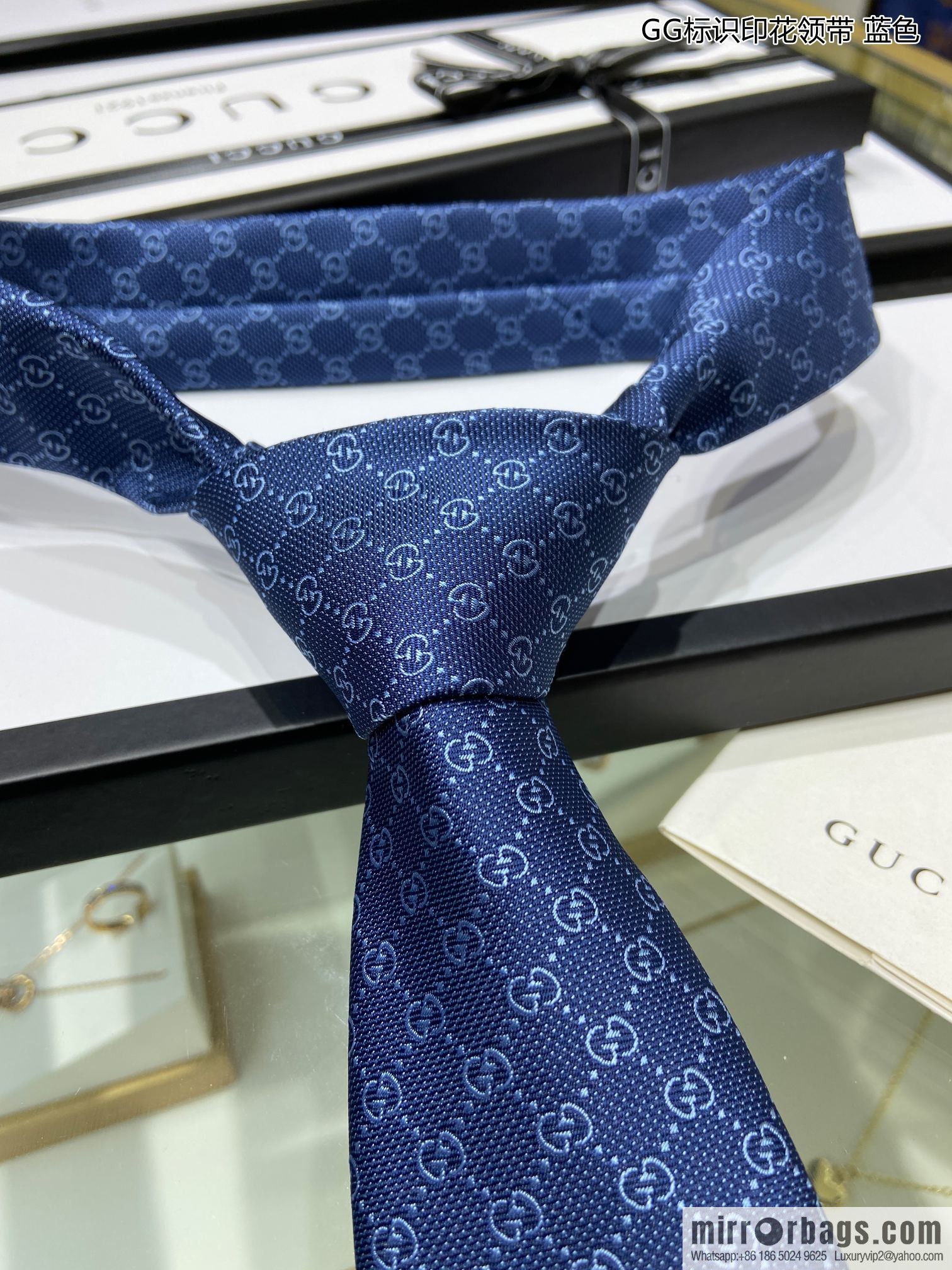 GUCCI Gucci 100% Top Jacquard Silk GG Logo Printed Tie 597126
