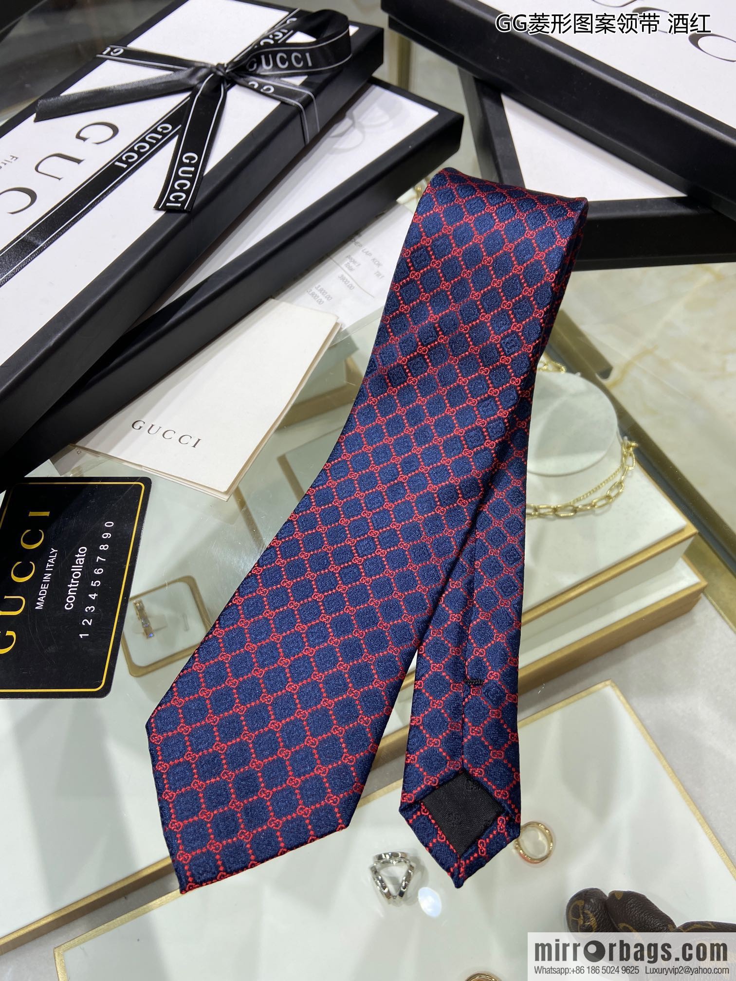 GUCCI Gucci 100% Top Jacquard Silk GG Rhombus Pattern Tie 571800