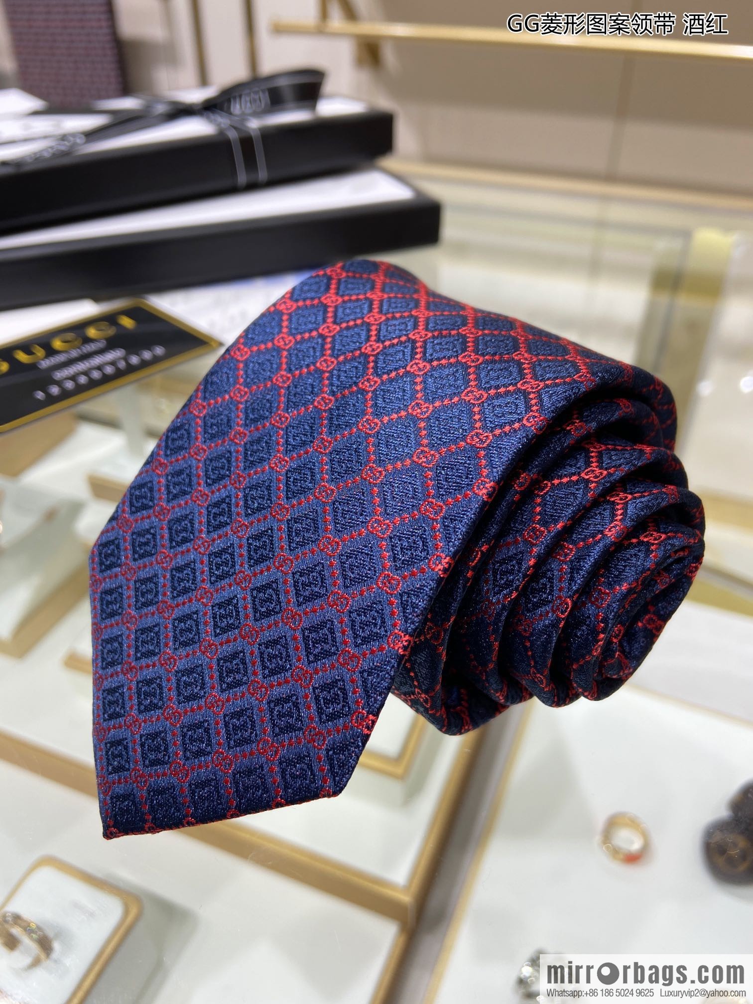 GUCCI Gucci 100% Top Jacquard Silk GG Rhombus Pattern Tie 571800