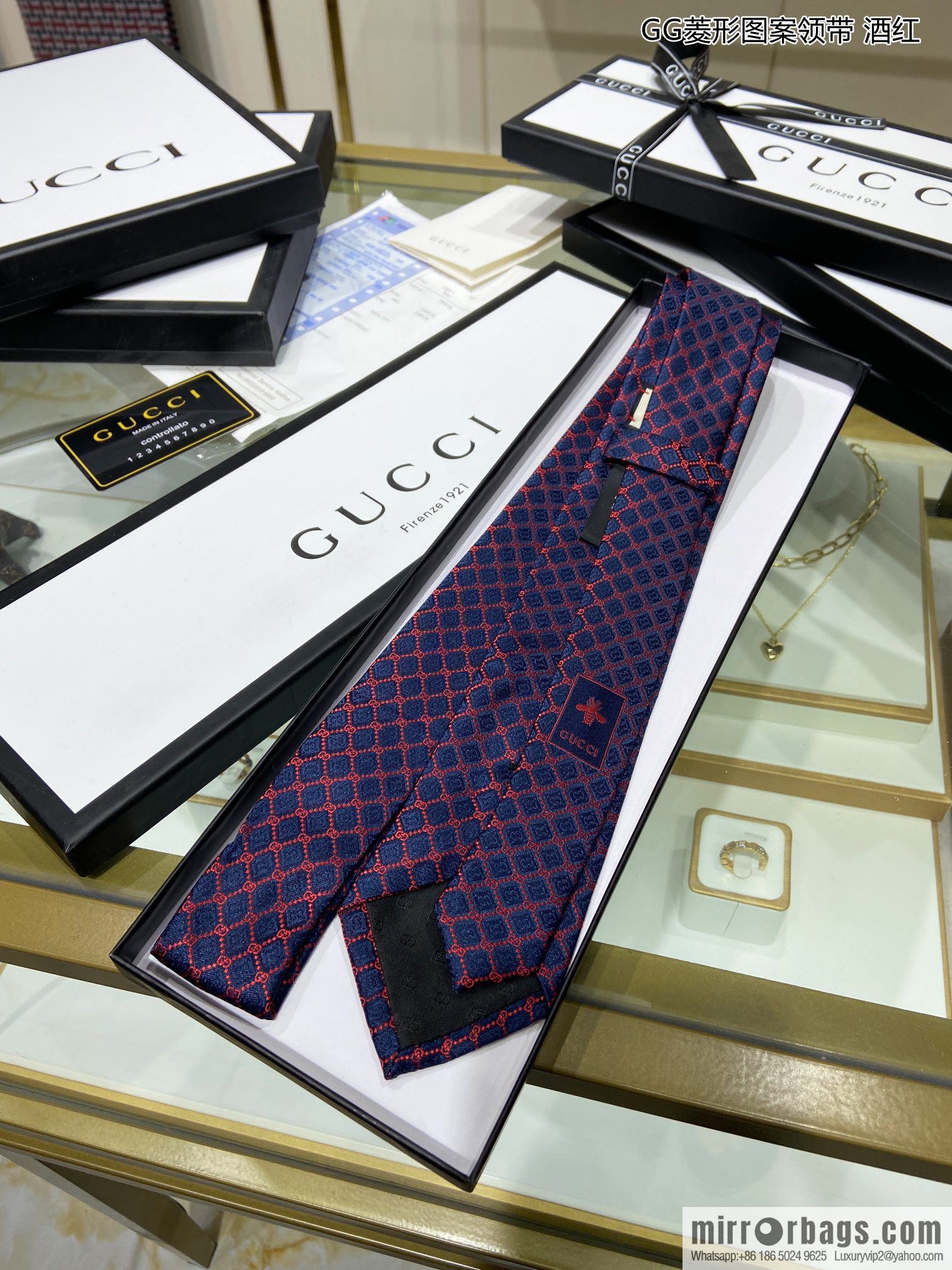 GUCCI Gucci 100% Top Jacquard Silk GG Rhombus Pattern Tie 571800