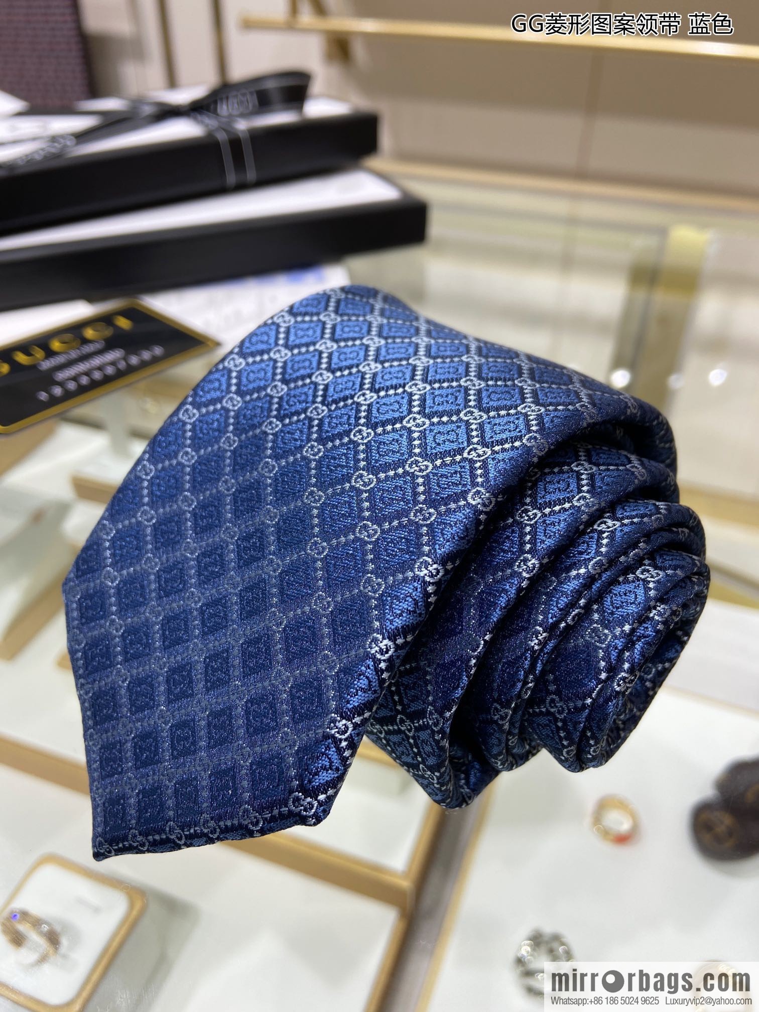 GUCCI Gucci 100% Top Jacquard Silk GG Rhombus Pattern Tie 571800
