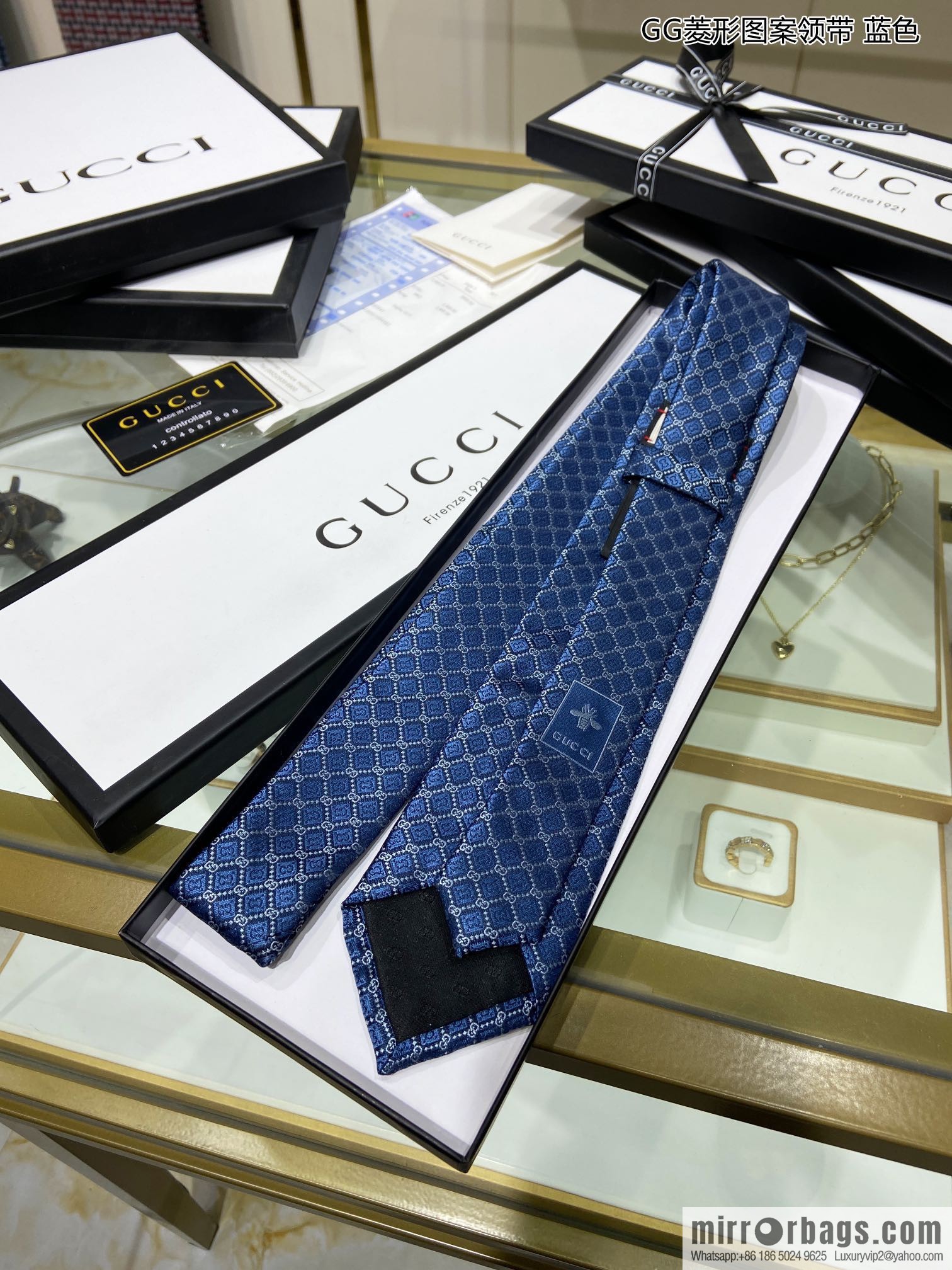 GUCCI Gucci 100% Top Jacquard Silk GG Rhombus Pattern Tie 571800