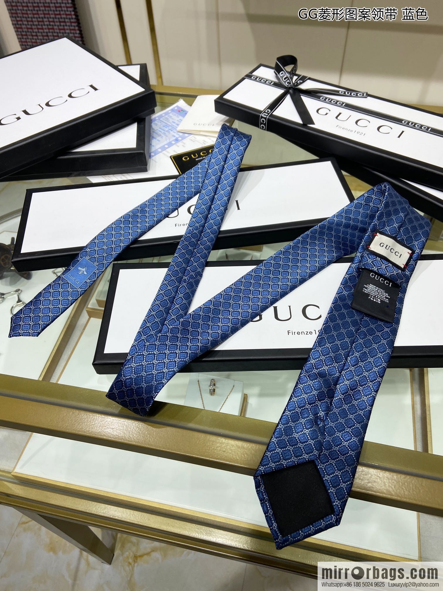 GUCCI Gucci 100% Top Jacquard Silk GG Rhombus Pattern Tie 571800