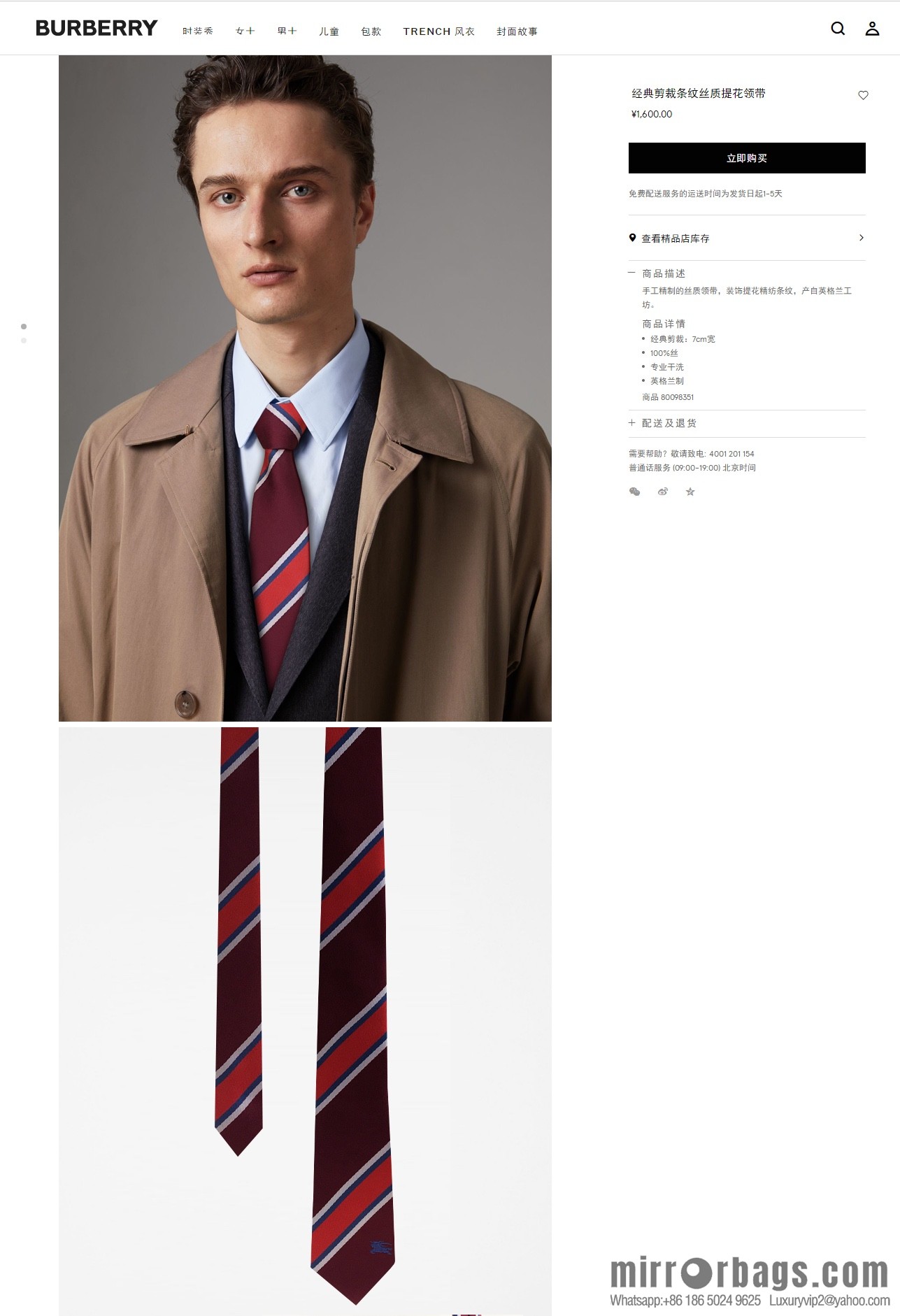 Burberry 100% Top Jacquard Silk Striped Tie