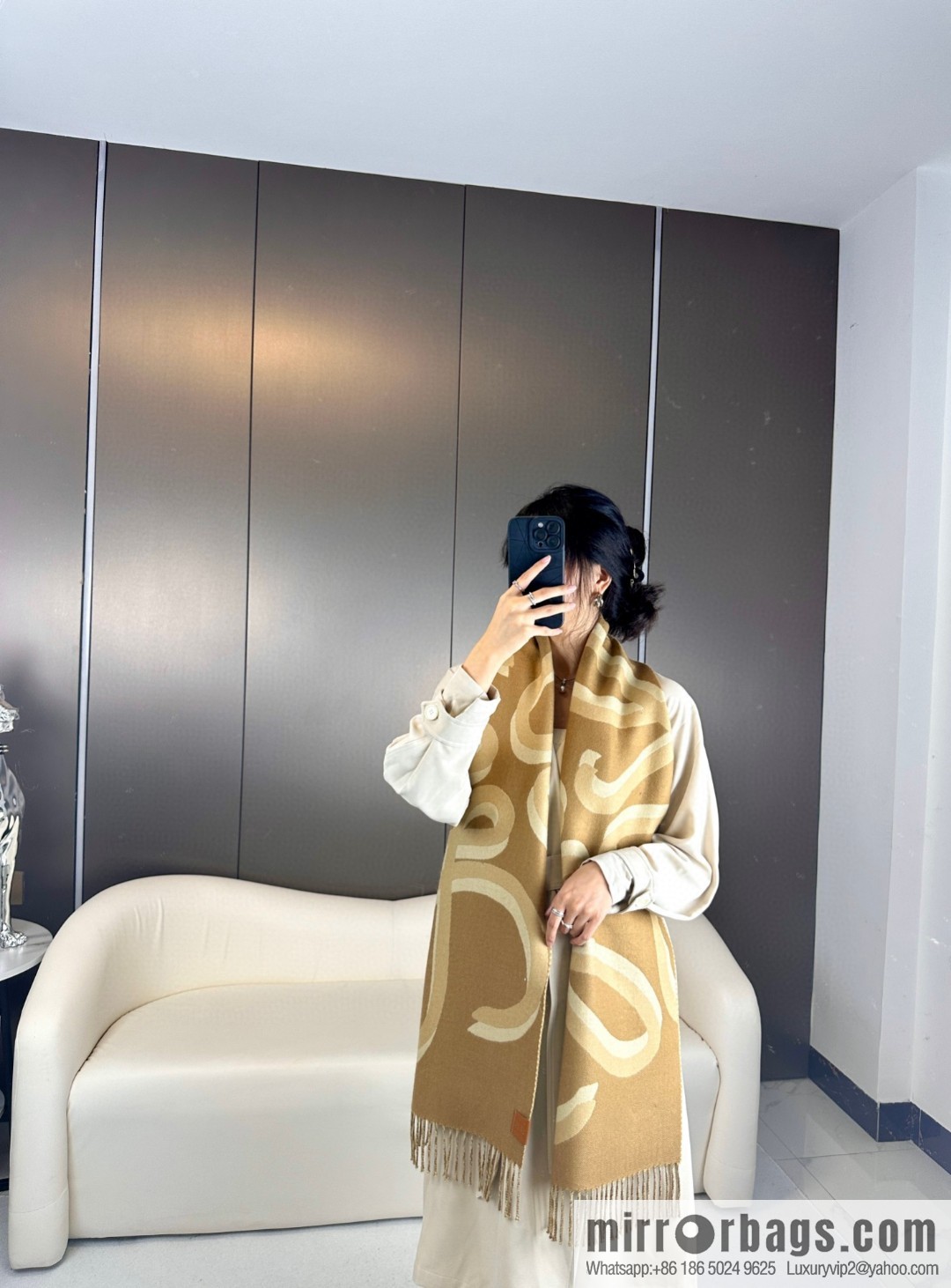 LOEWE cashmere fabric double-sided scarf