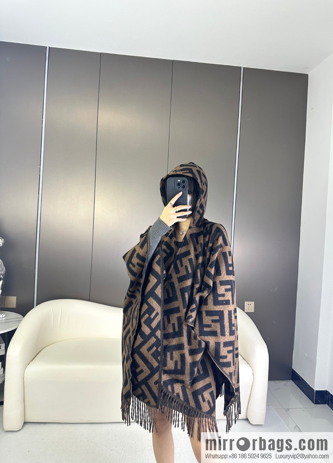 Fendi limited edition hooded cape shawl