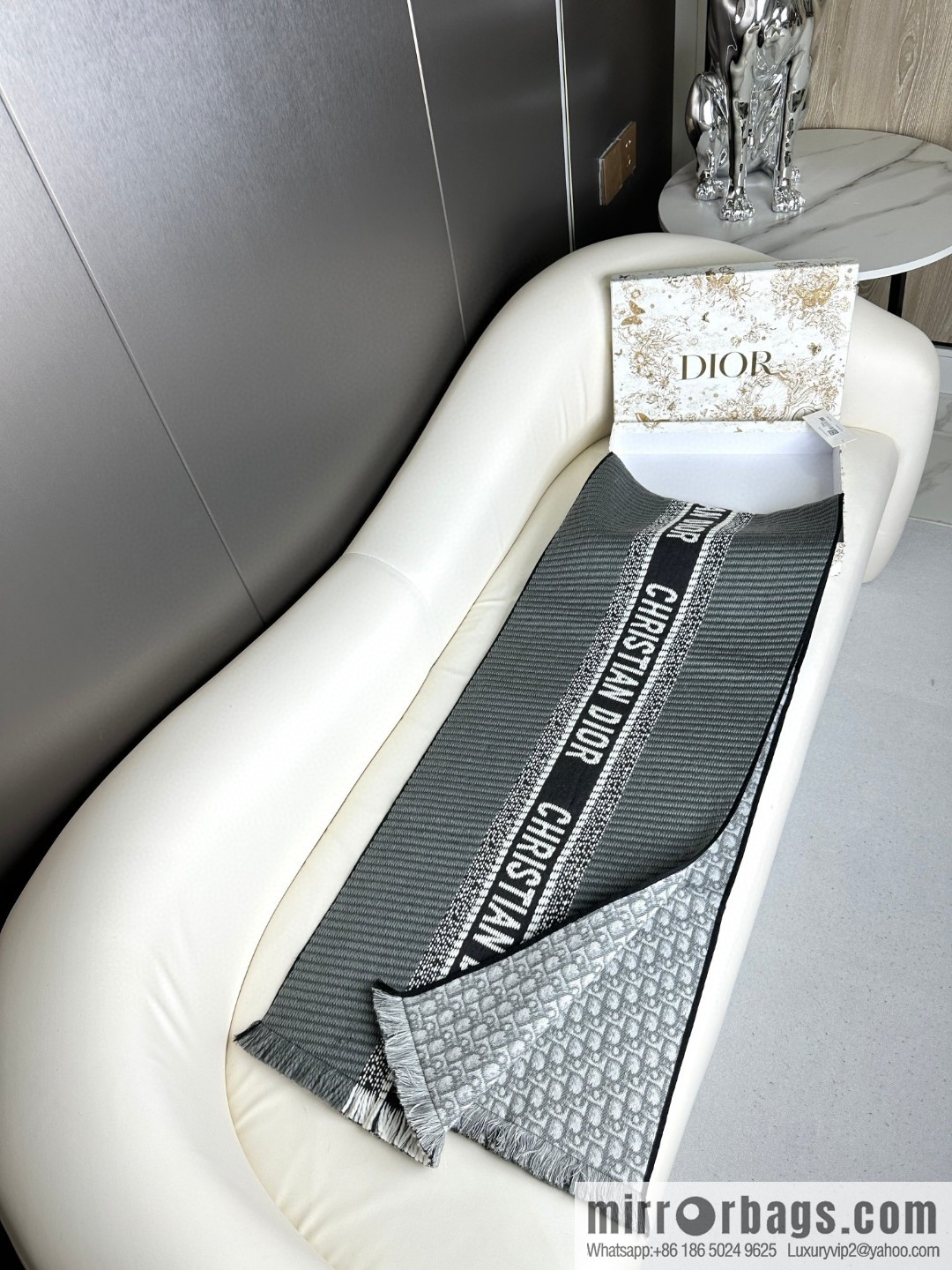 DIOR Oblique Printed Double Sided Scarf