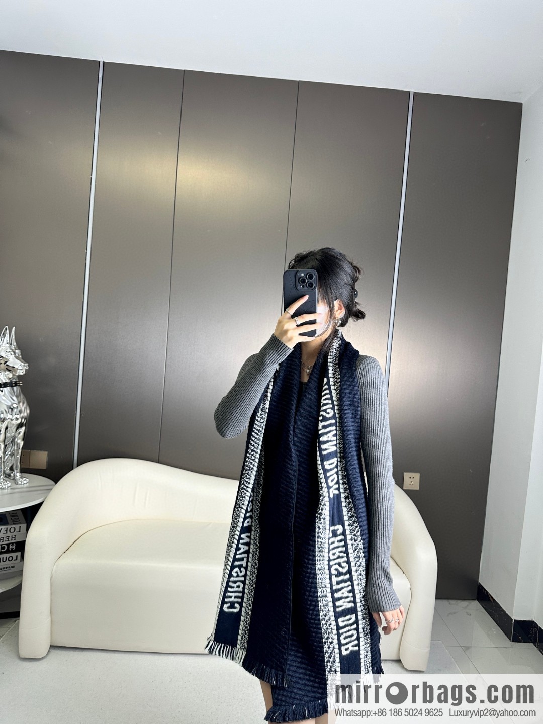 DIOR Oblique Printed Double Sided Scarf