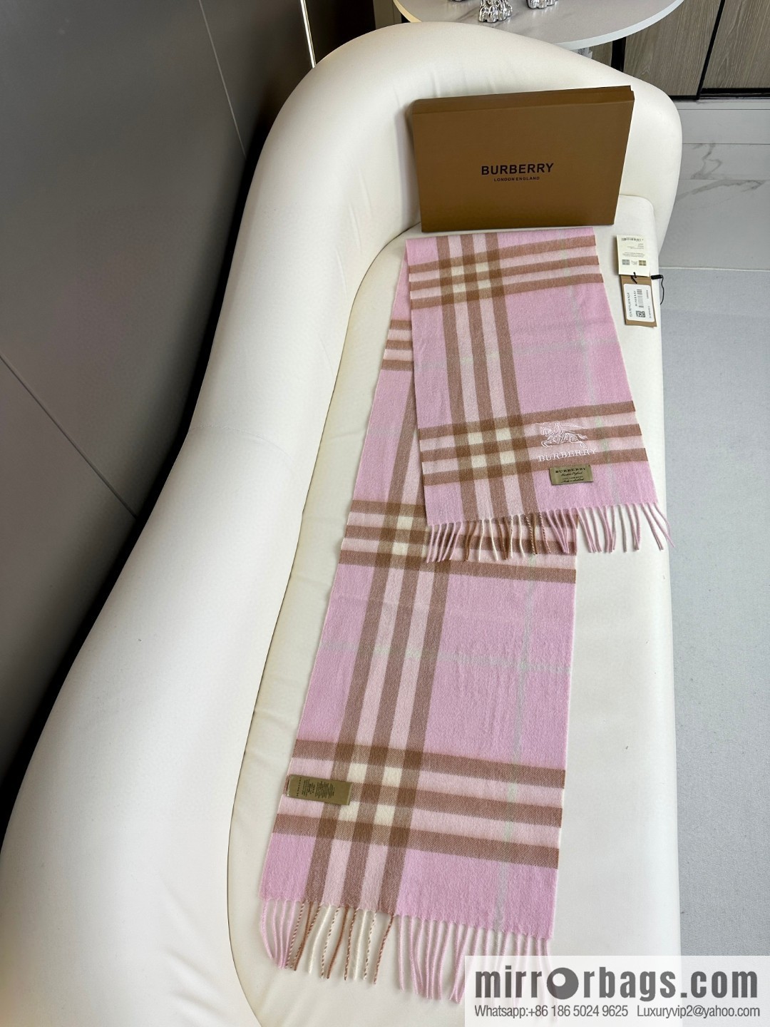 Burberry, embroidered war horse, cashmere checked scarf