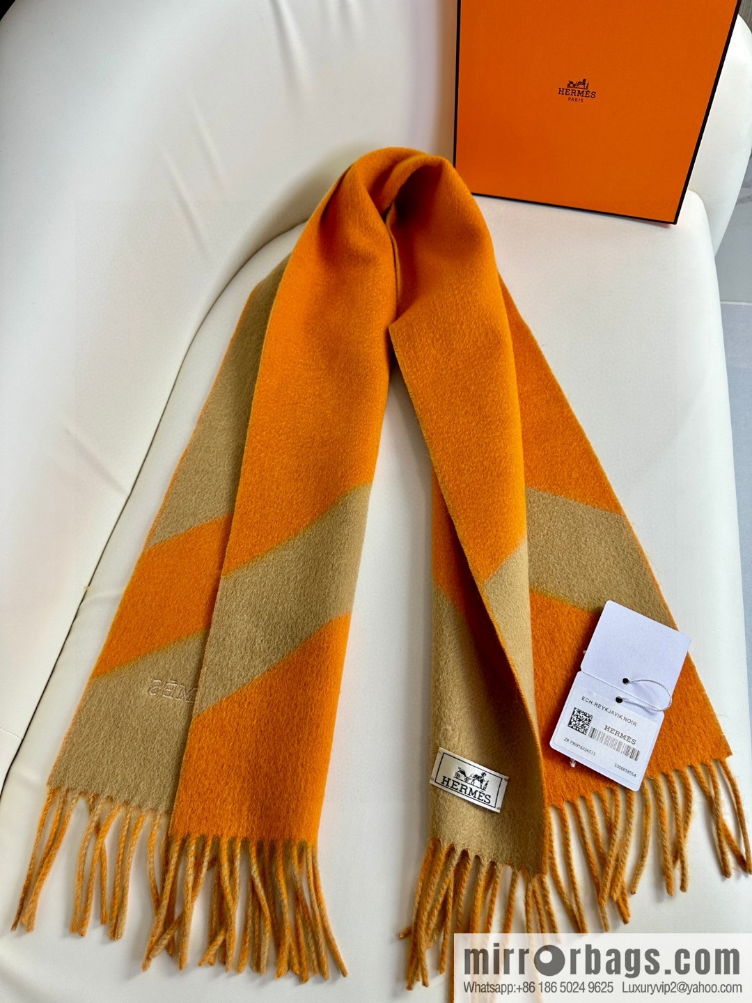 Hermès double-sided jacquard thickened fringed scarf