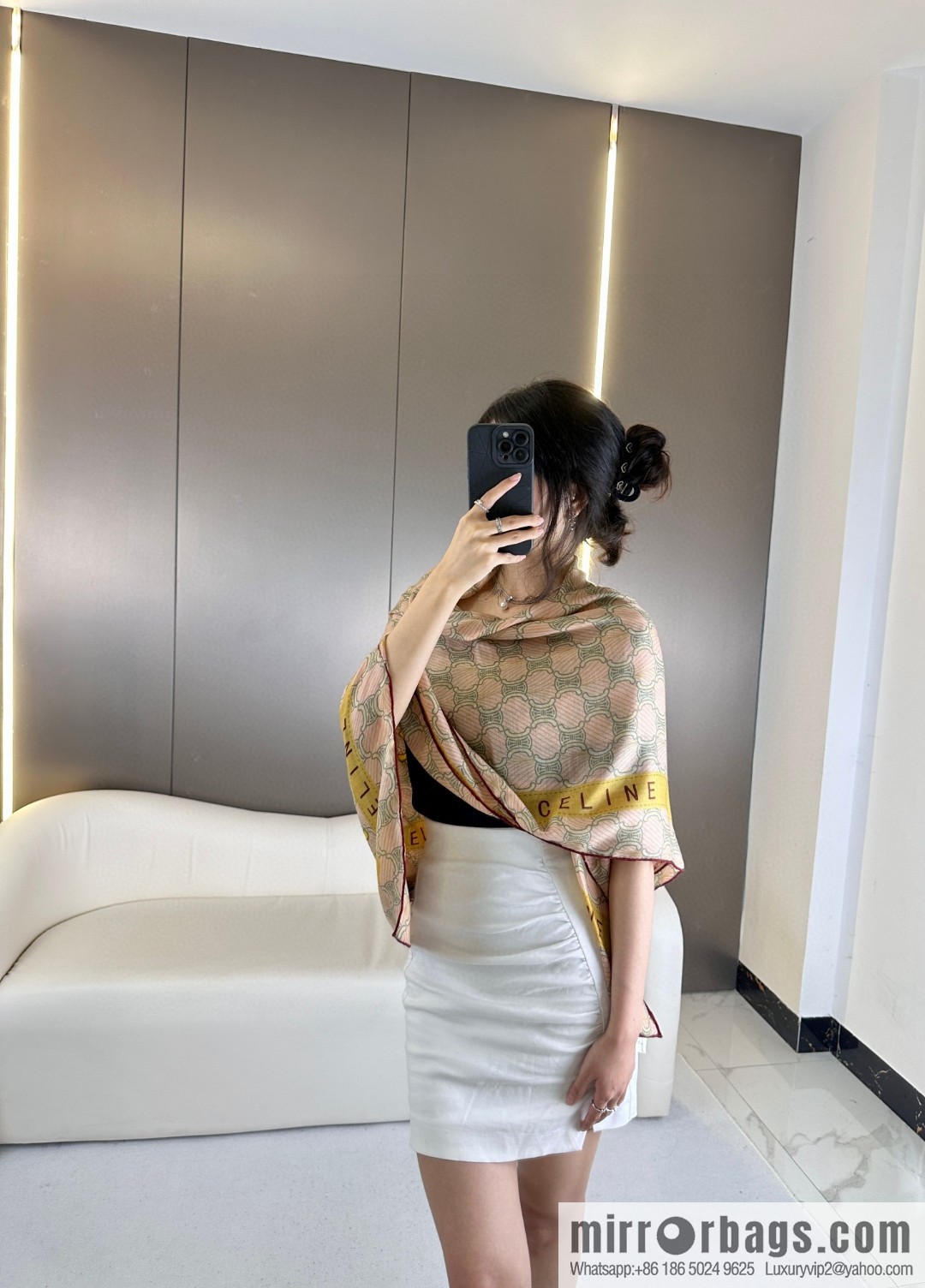 CELINE Arc de Triomphe, cashmere square scarf