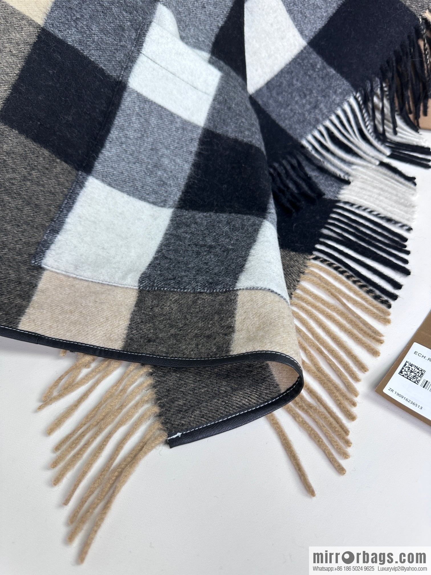 Burberry, the latest logo plaid cape large shawl