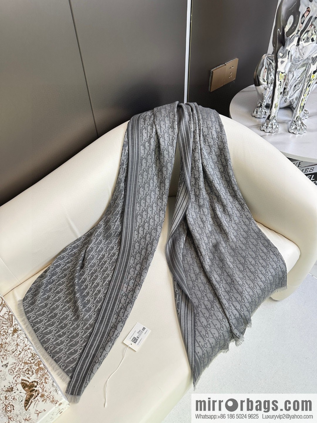 DIOR old flower silk cashmere long towel