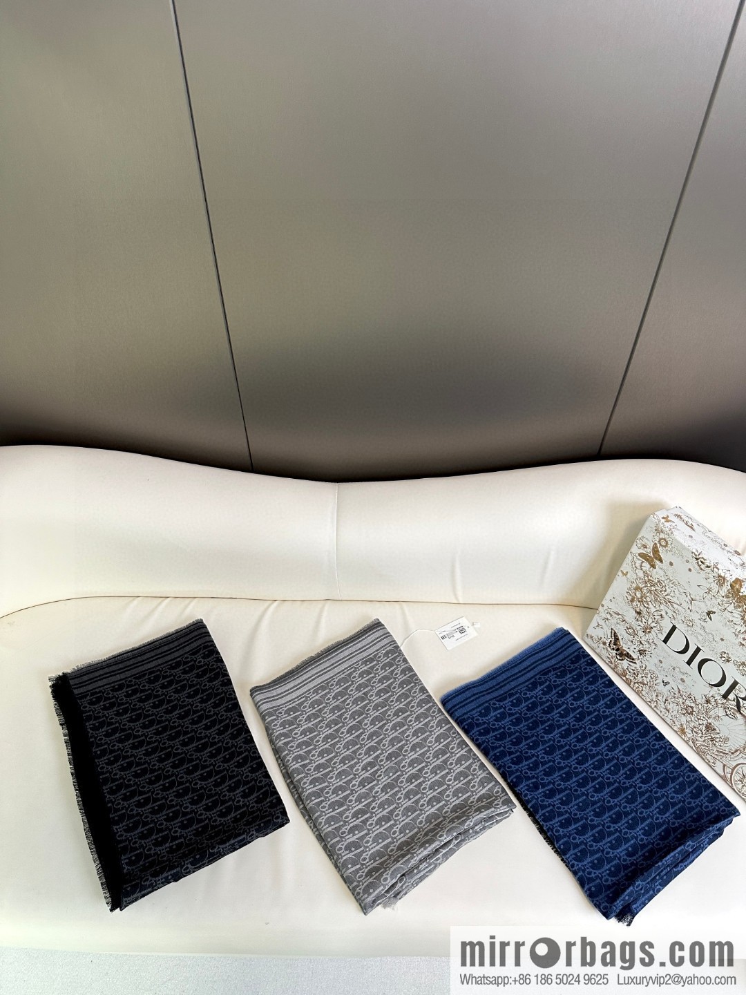 DIOR old flower silk cashmere long towel